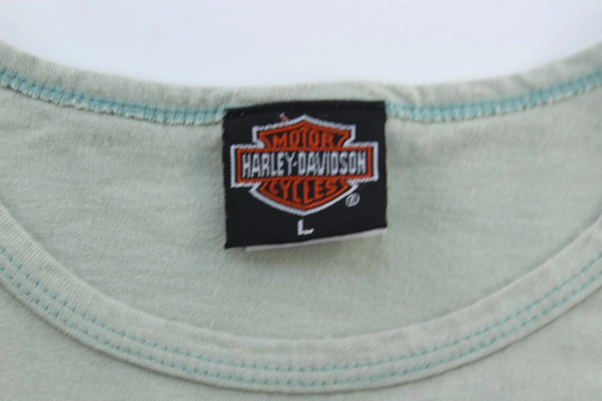 Women's 90's Harley Davidson Motorcycles Embroidered Green LS T-Shirt - Image 3
