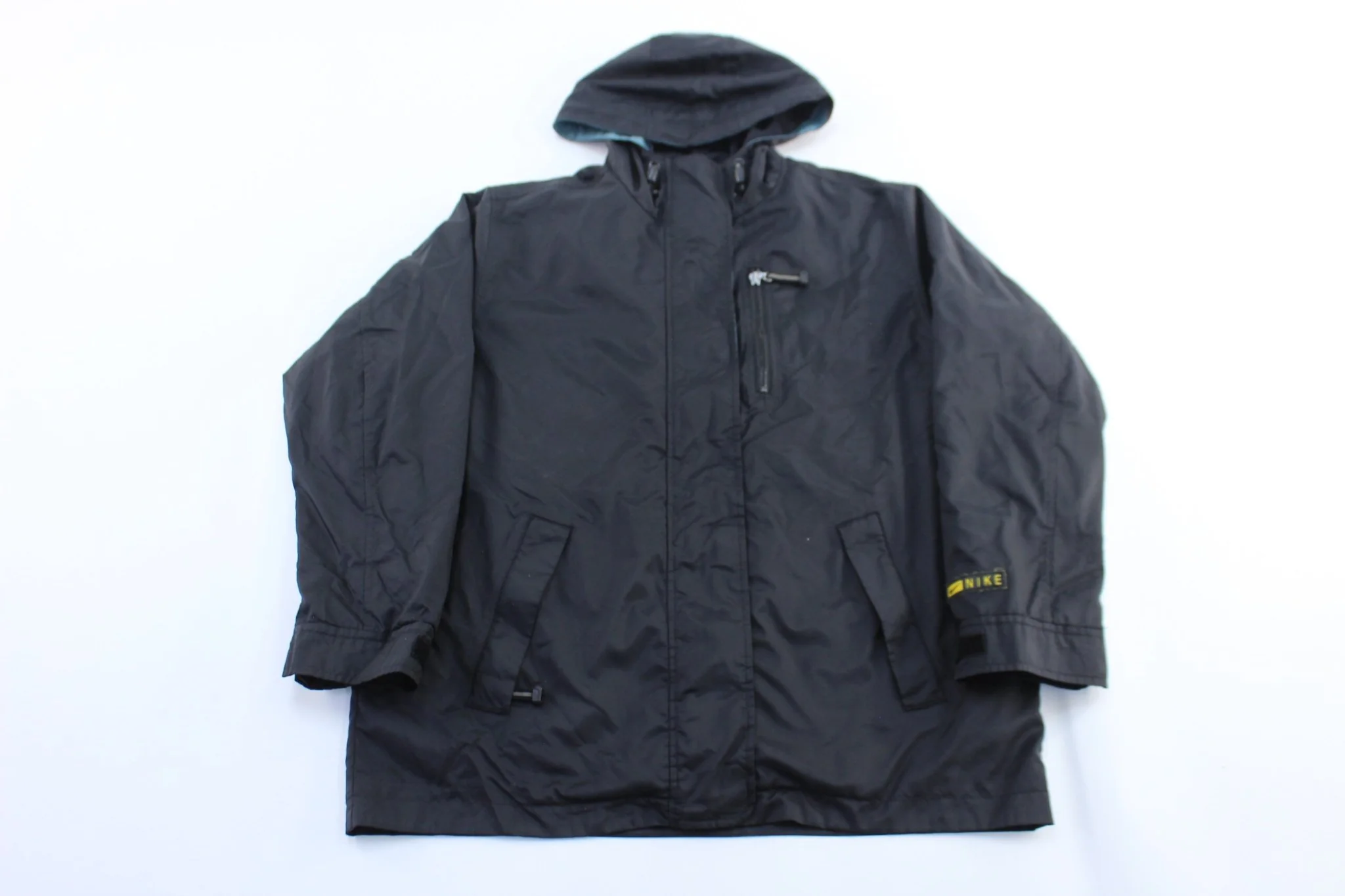 Women's 90's Nike Embroidered Logo Black Hooded Jacket