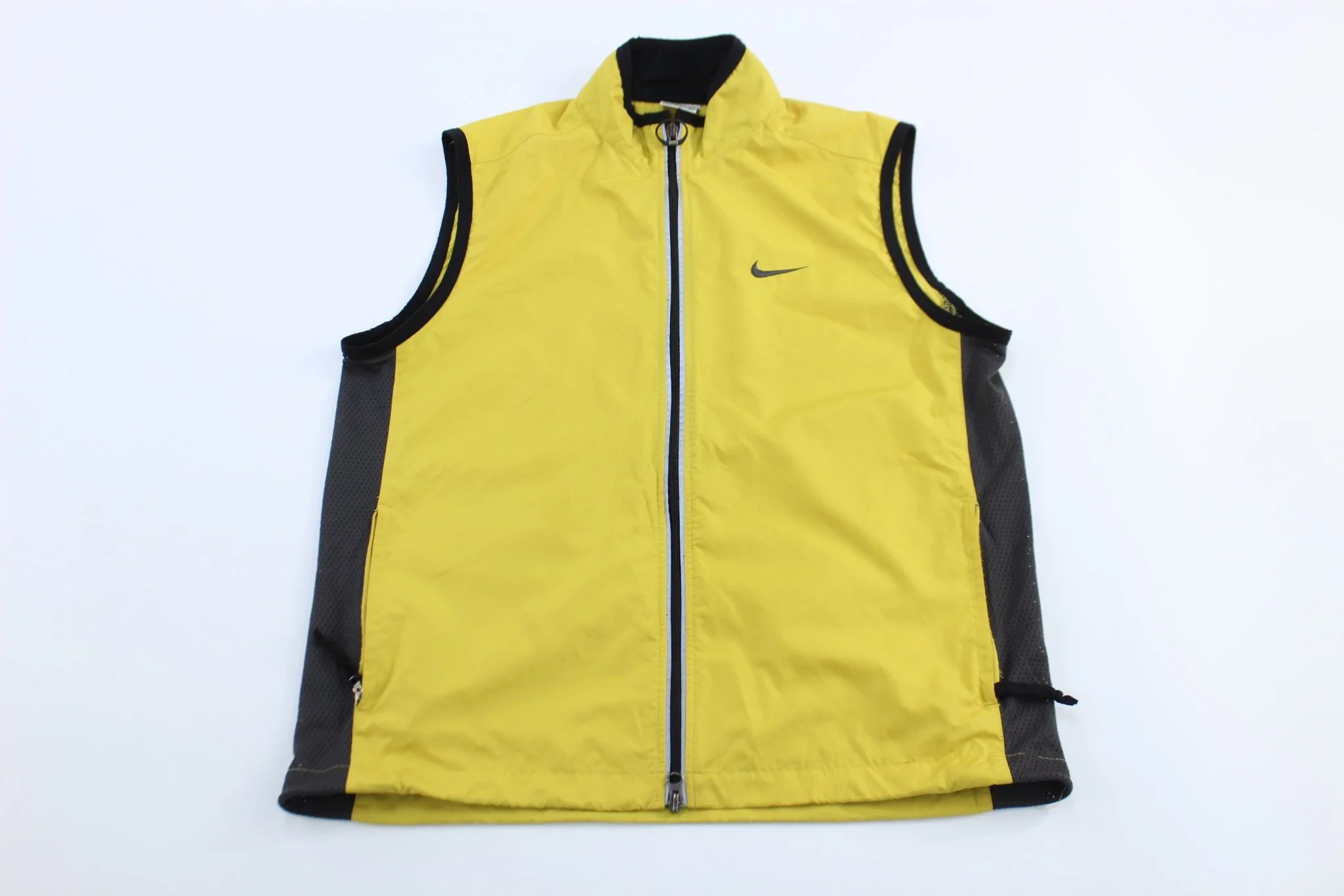 Women's 90's Nike Embroidered Logo Black & Yellow Zip Up Vest