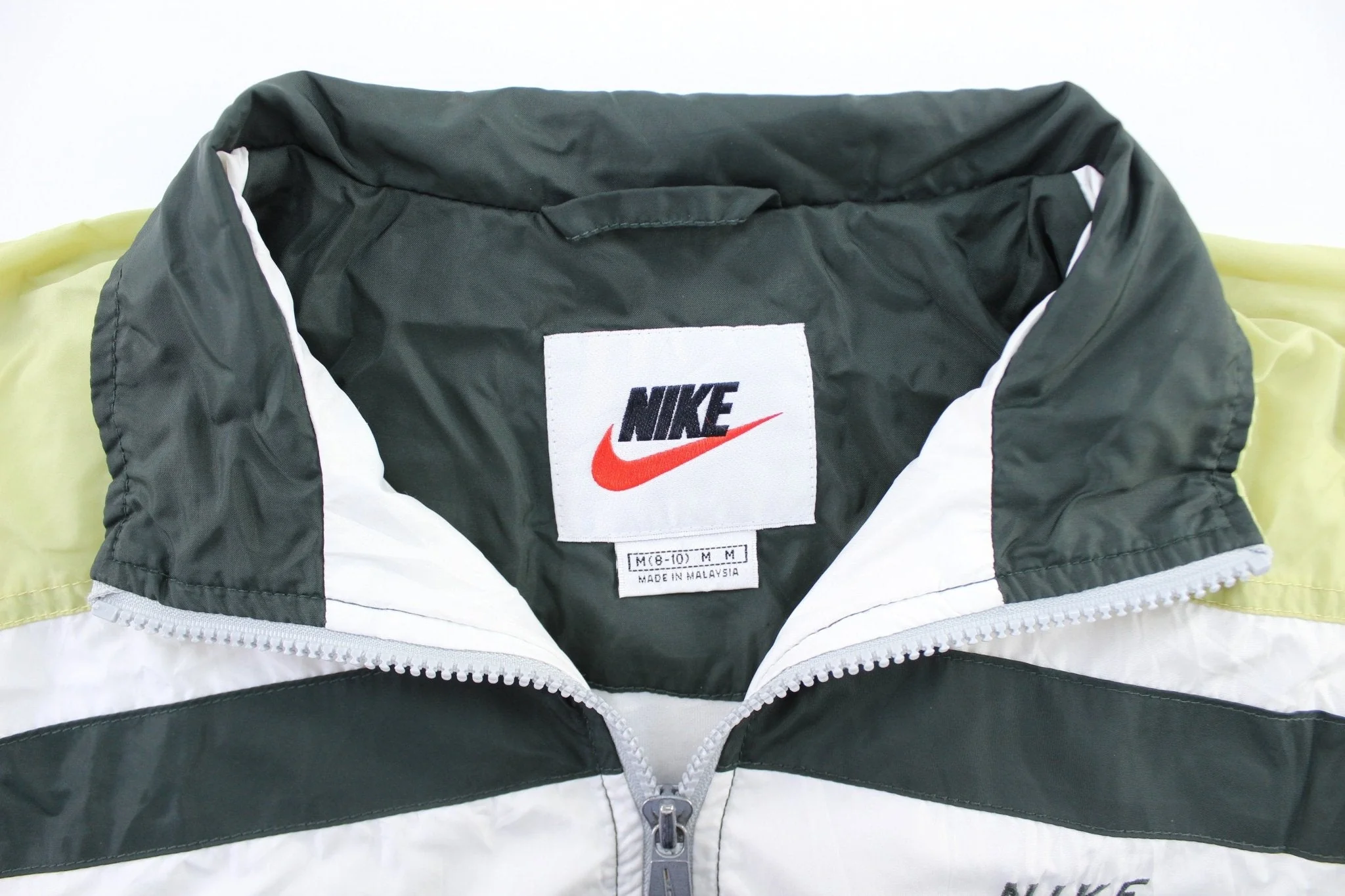Women's 90's Nike Embroidered Logo Green & White Striped Zip Up Jacket - Image 3