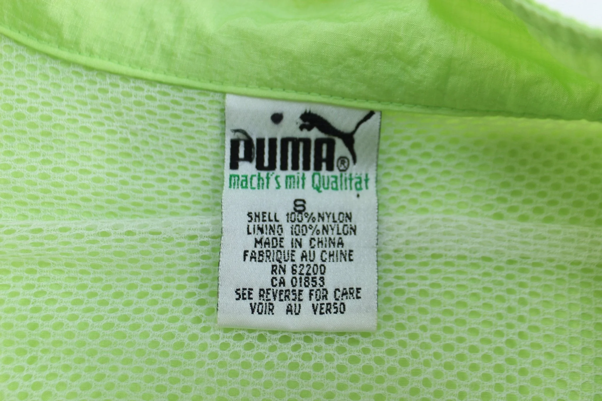 Women's 90's Puma Lime Green & Blue Full Zip Windbreaker - Image 3