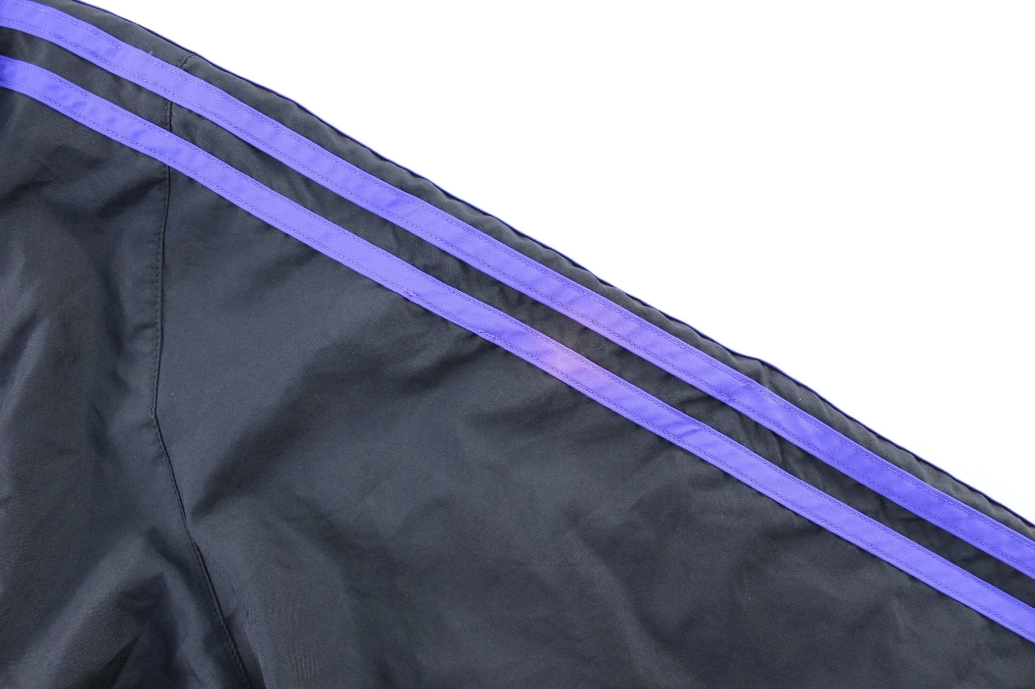 Women's Adidas Embroidered Logo Black & Purple Striped Zip Up Jacket - Image 3