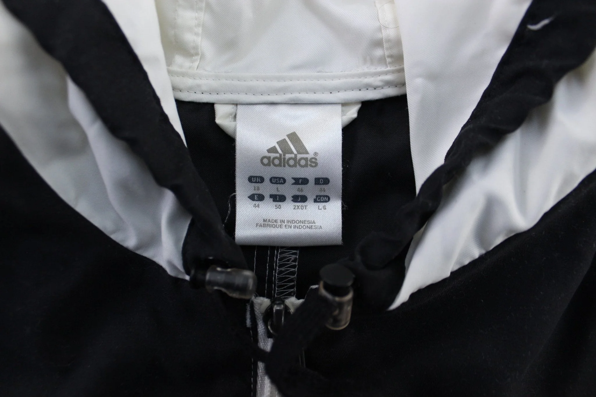 Women's Adidas Embroidered Logo Black & White Striped Zip Up Jacket - Image 3
