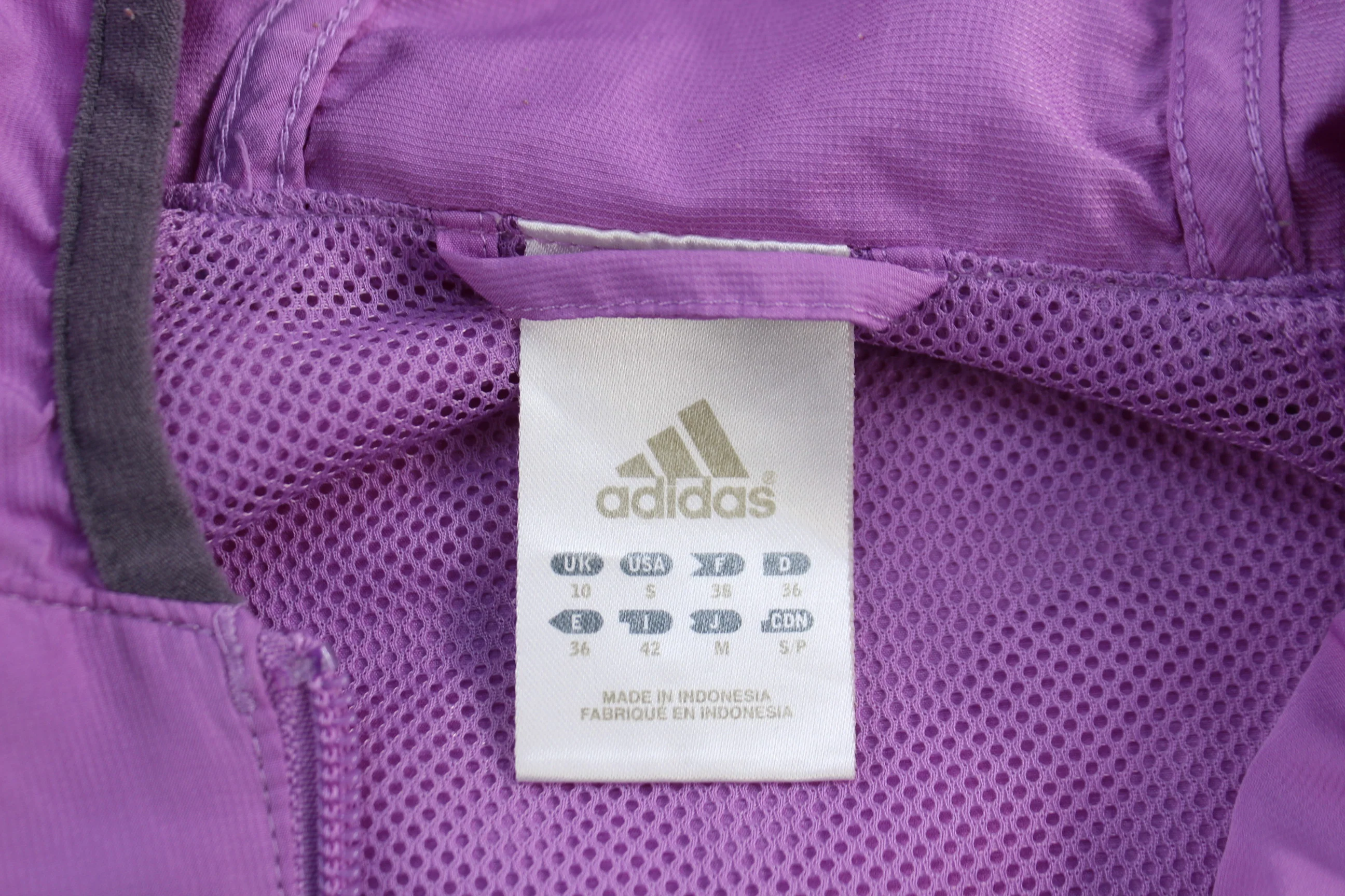 Women's Adidas Embroidered Logo Purple Full Zip Windbreaker - Image 4