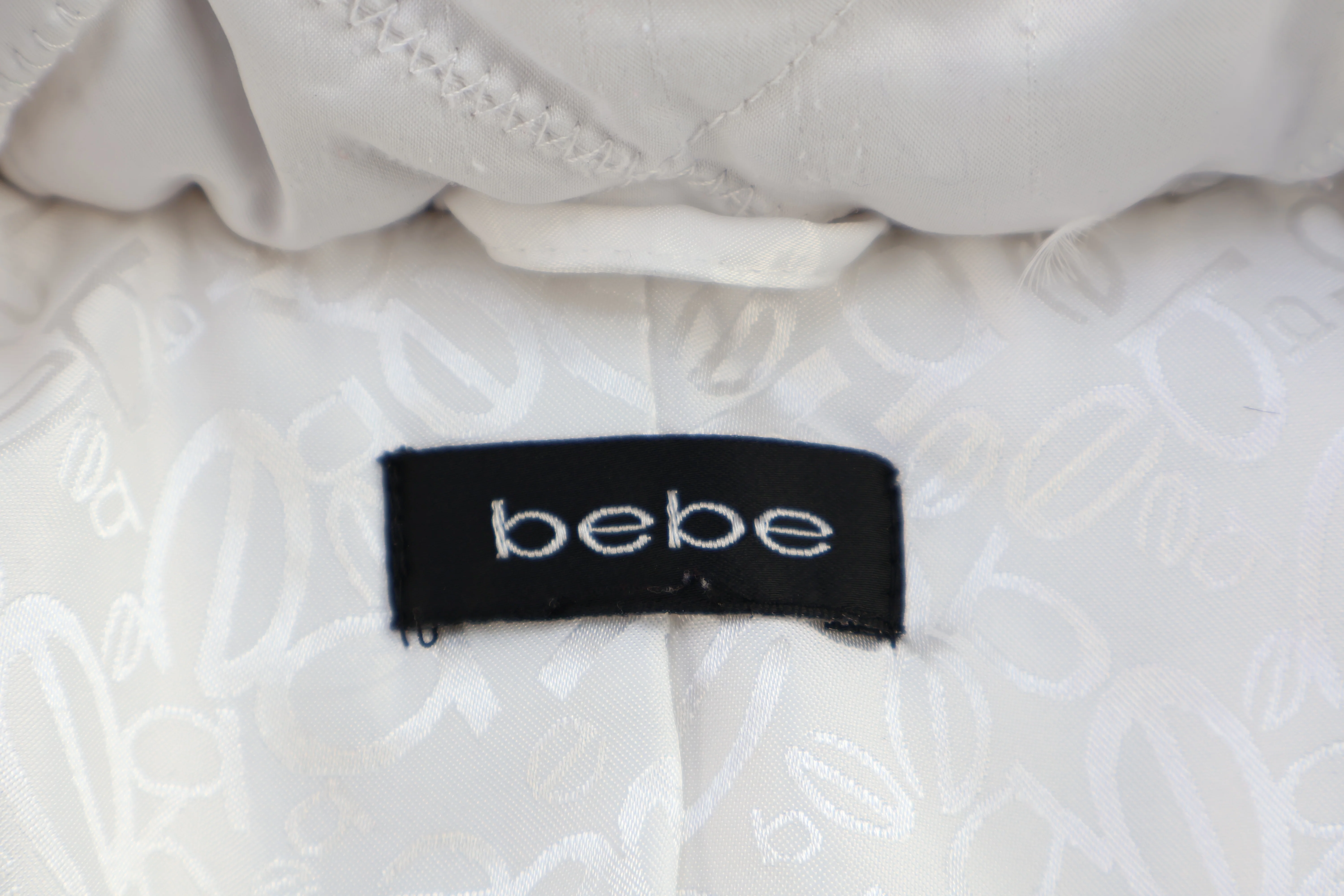 Women's Bebe White Diamond Quilted Full Zip Jacket - Image 4