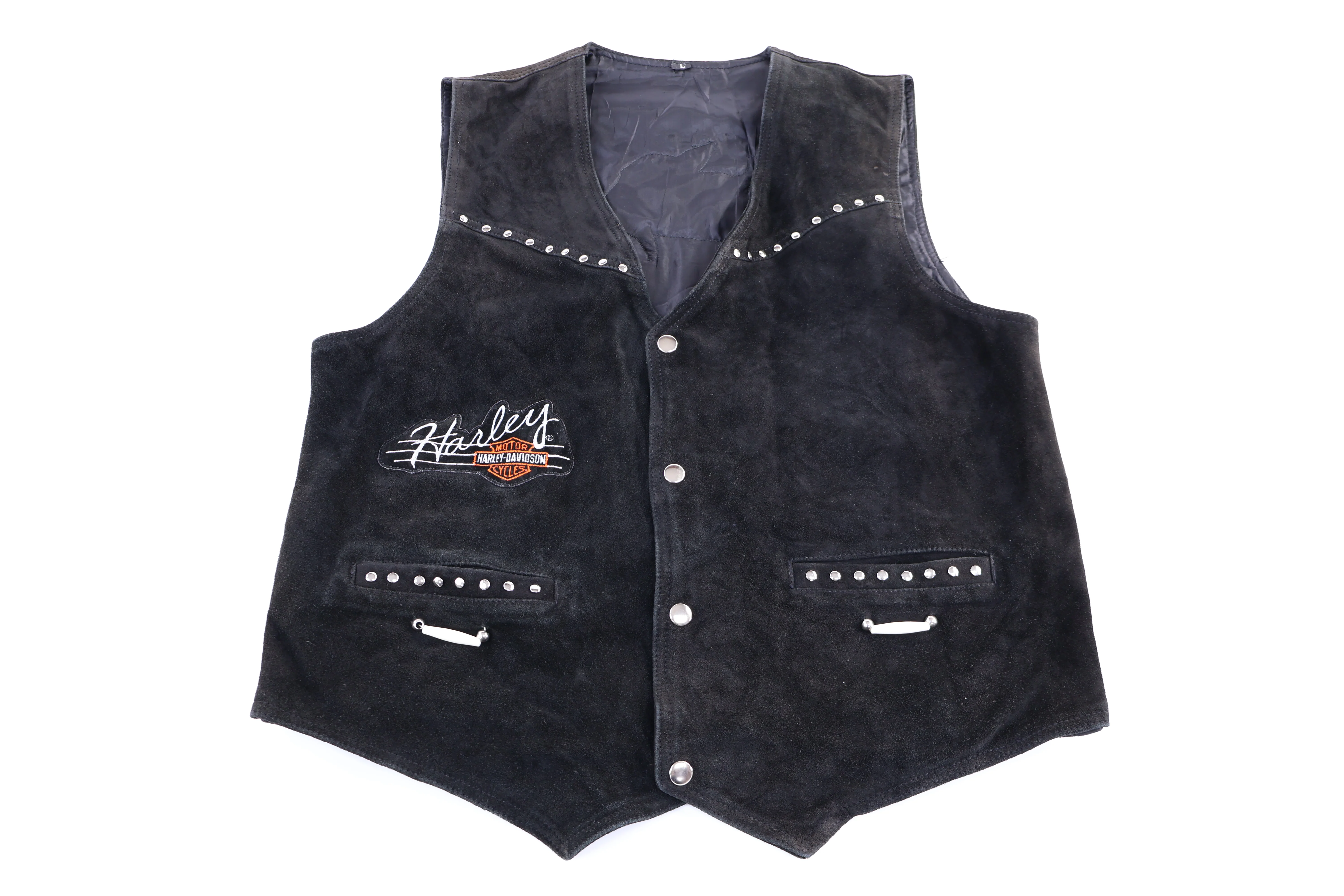 Women's Black Suede Leather Biker Vest