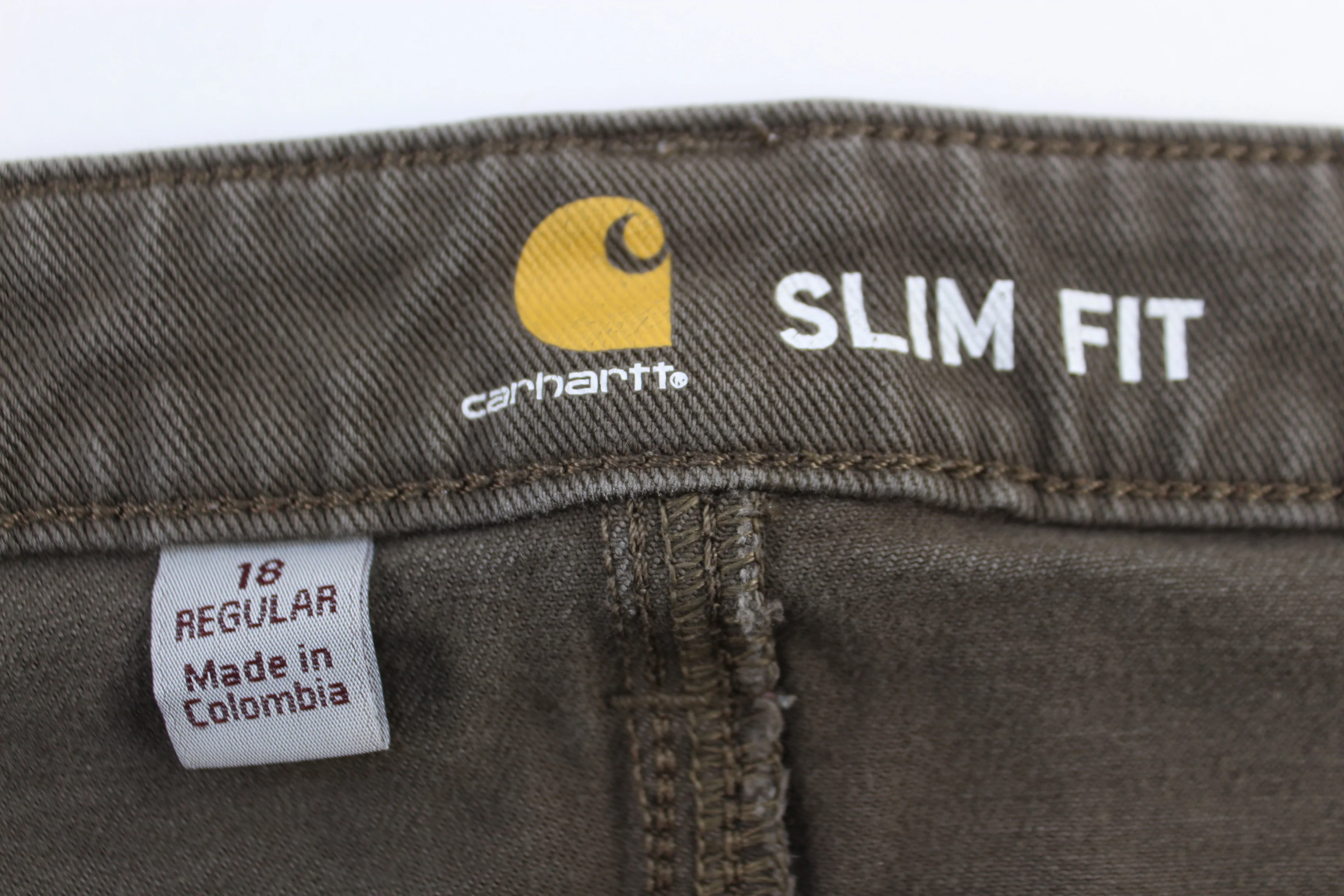 Women's Carhartt Green Slim Fit Pants - Image 3
