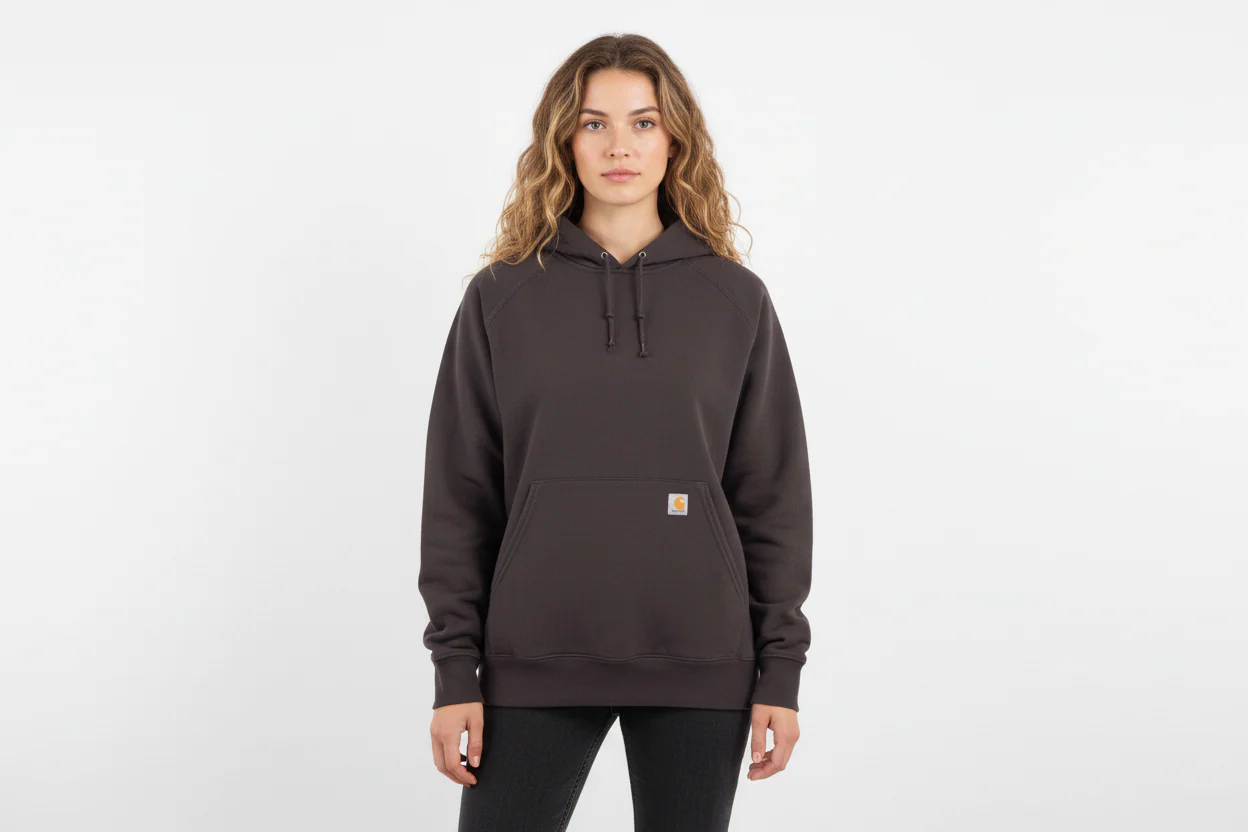 Women's Carhartt Logo Patch Brown Pullover Hoodie