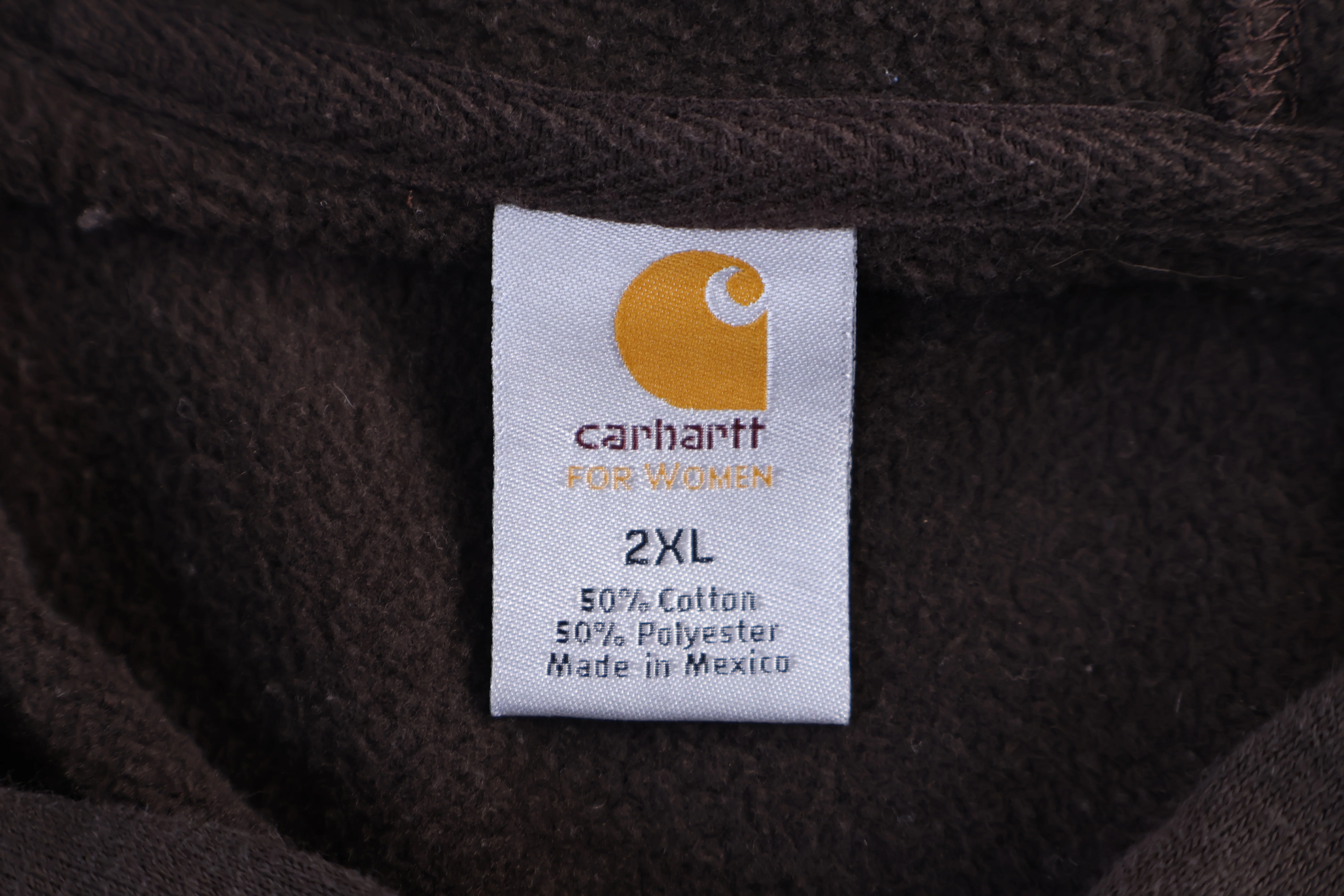 Women's Carhartt Logo Patch Brown Pullover Hoodie - Image 4