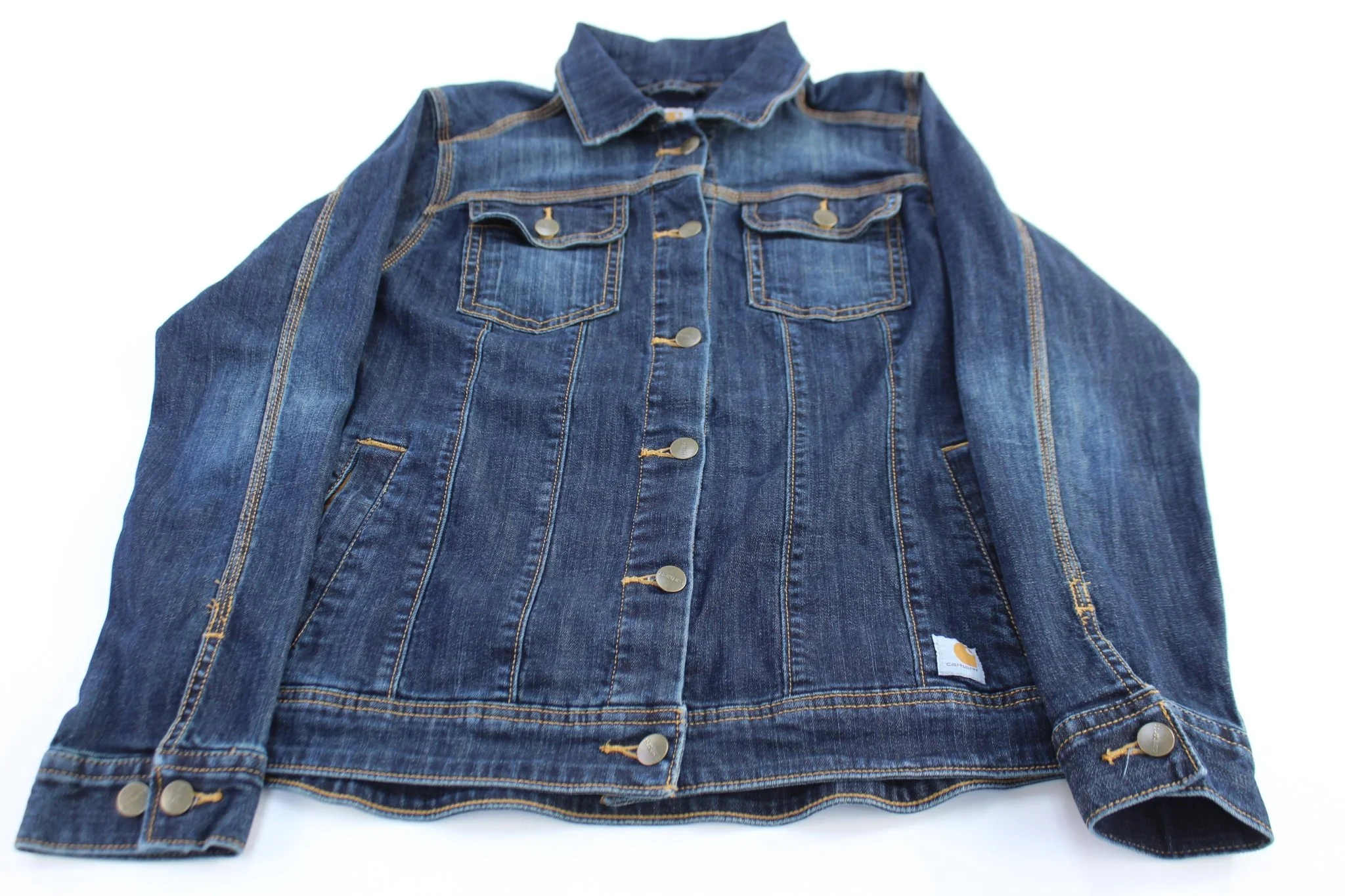 Women's Carhartt Logo Patch Dark Denim Button Down Jacket