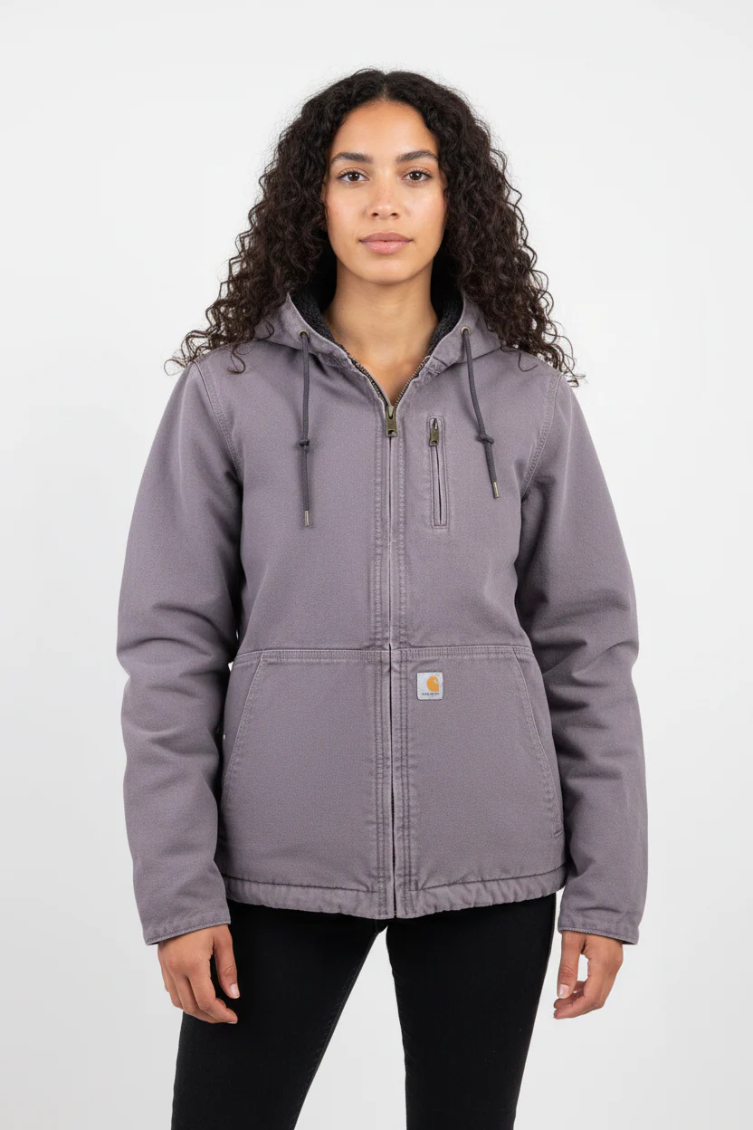 Women's Carhartt Logo Patch Grey Full Zip Jacket