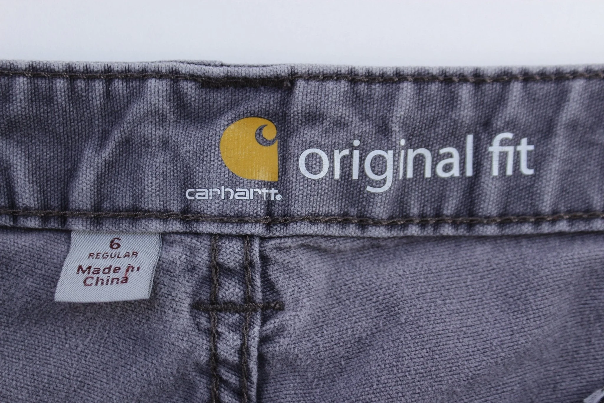Women's Carhartt Logo Patch Grey Original Fit Pants - Image 3