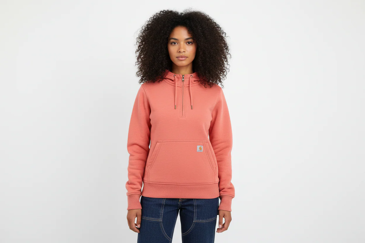 Women's Carhartt Logo Patch Orange Pullover Hoodie