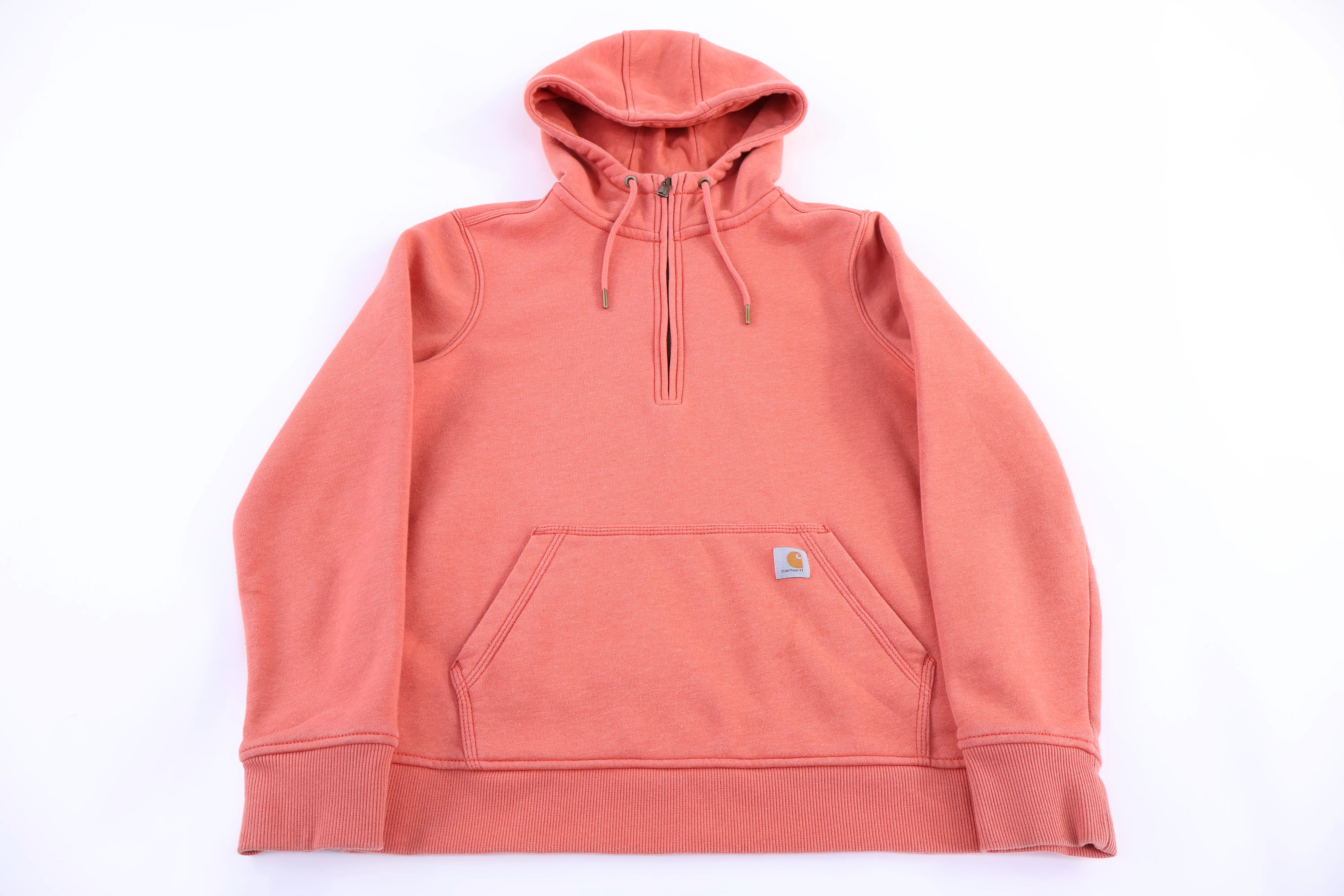 Women's Carhartt Logo Patch Orange Pullover Hoodie - Image 2