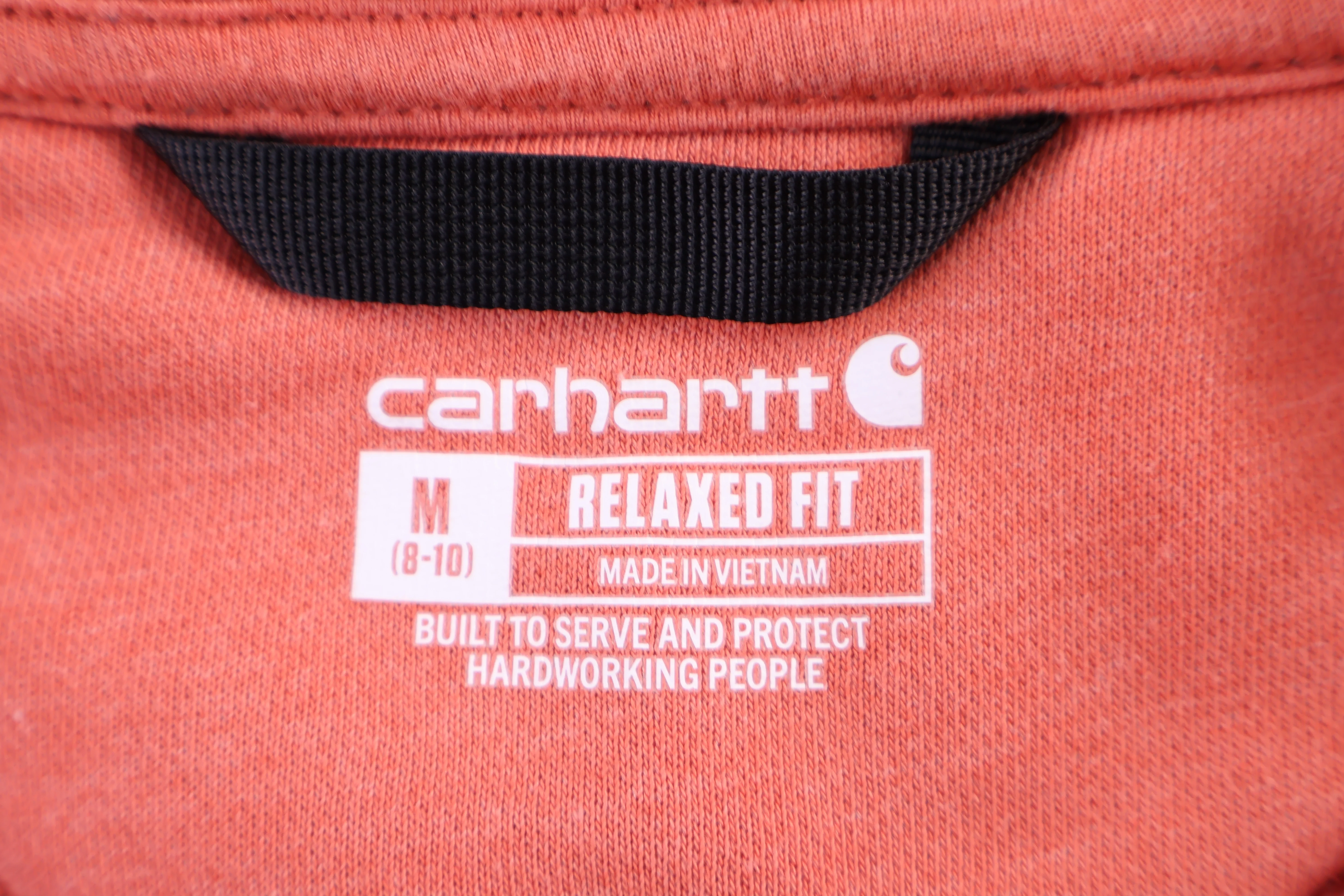 Women's Carhartt Logo Patch Orange Pullover Hoodie - Image 4