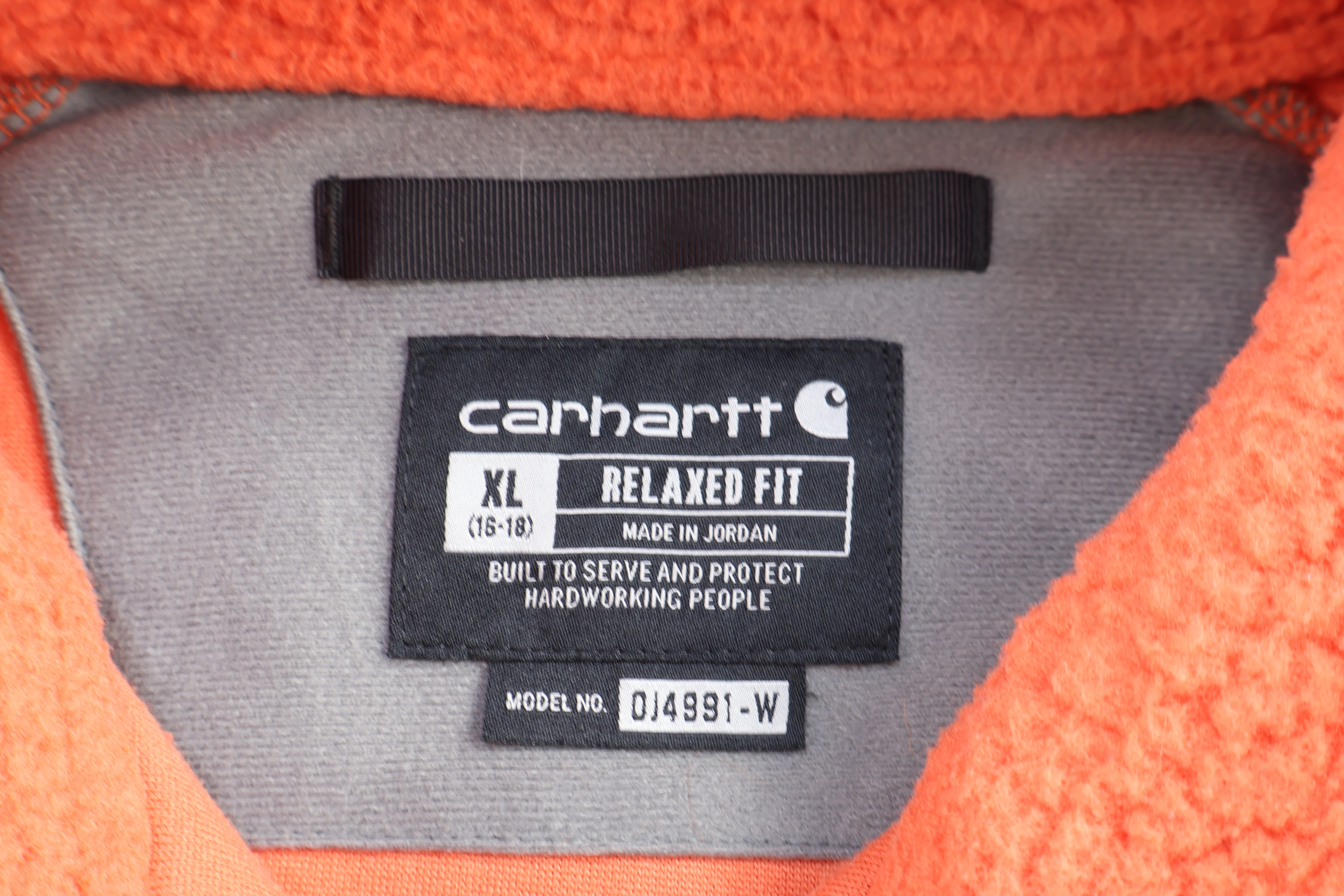 Women's Carhartt Logo Patch Orange Pullover Sweater - Image 3