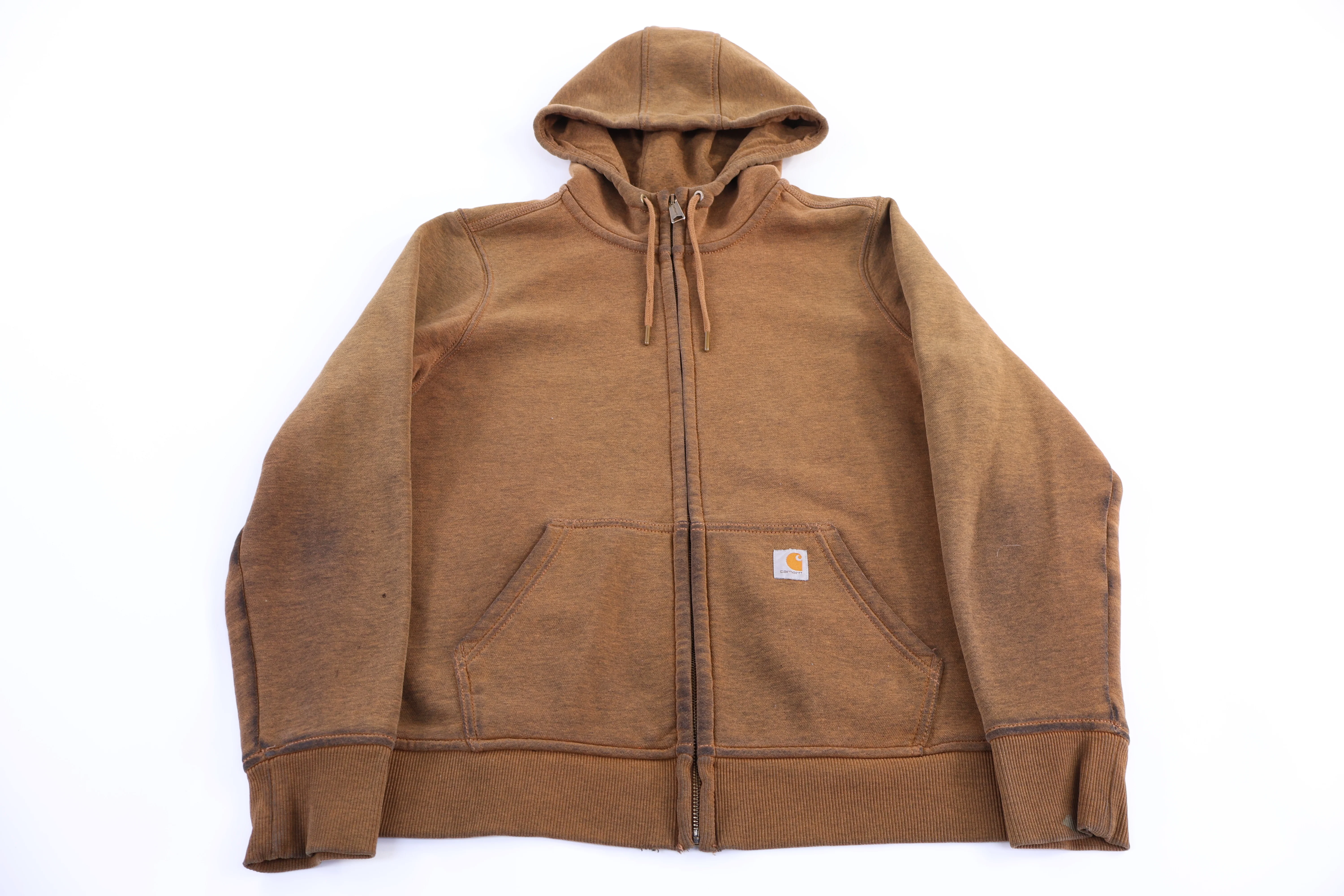 Women's Carhartt Logo Patch Rust Orange Full Zip Hoodie