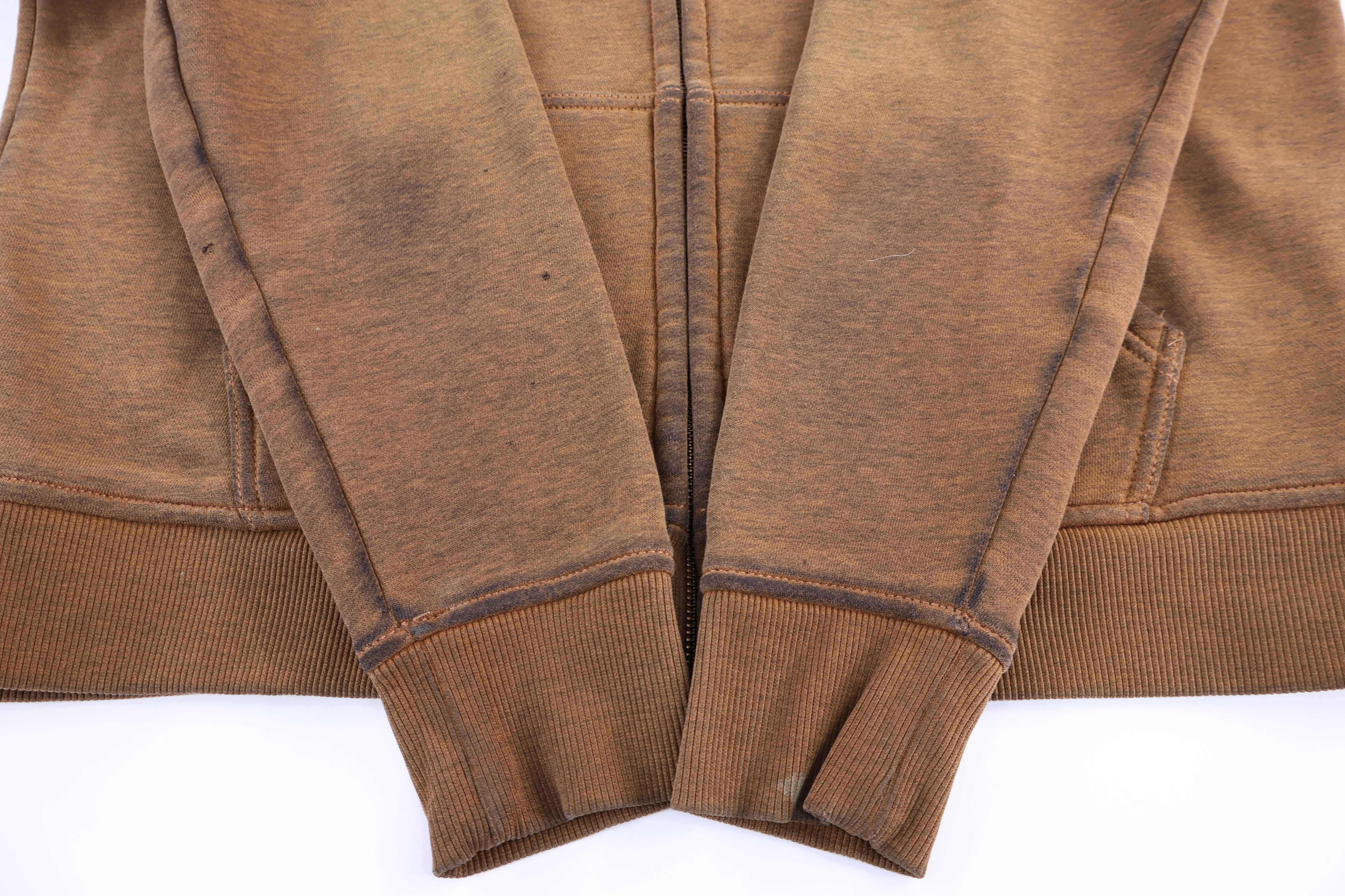 Women's Carhartt Logo Patch Rust Orange Full Zip Hoodie - Image 3