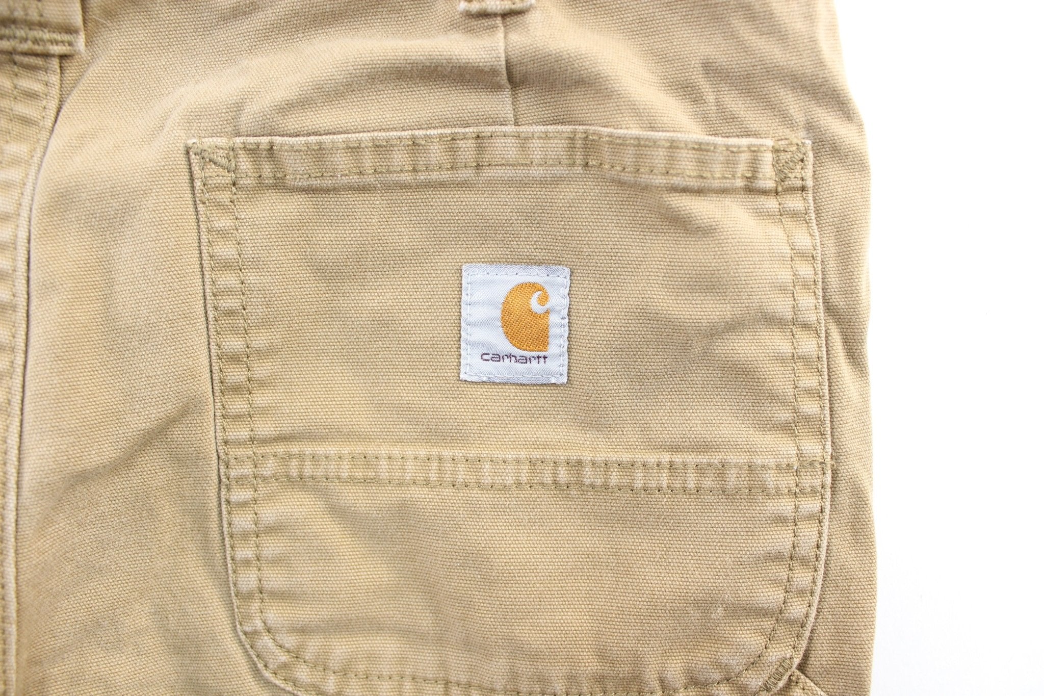 Women's Carhartt Logo Patch Tan Carpenter Shorts - Image 4