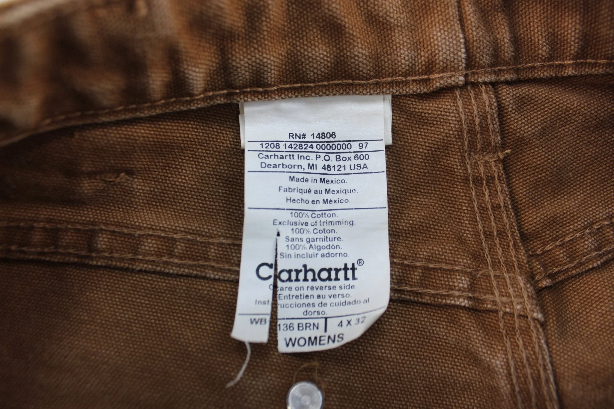Women's Carhartt Logo Patch Tan DoubleKnee Pants - Image 3
