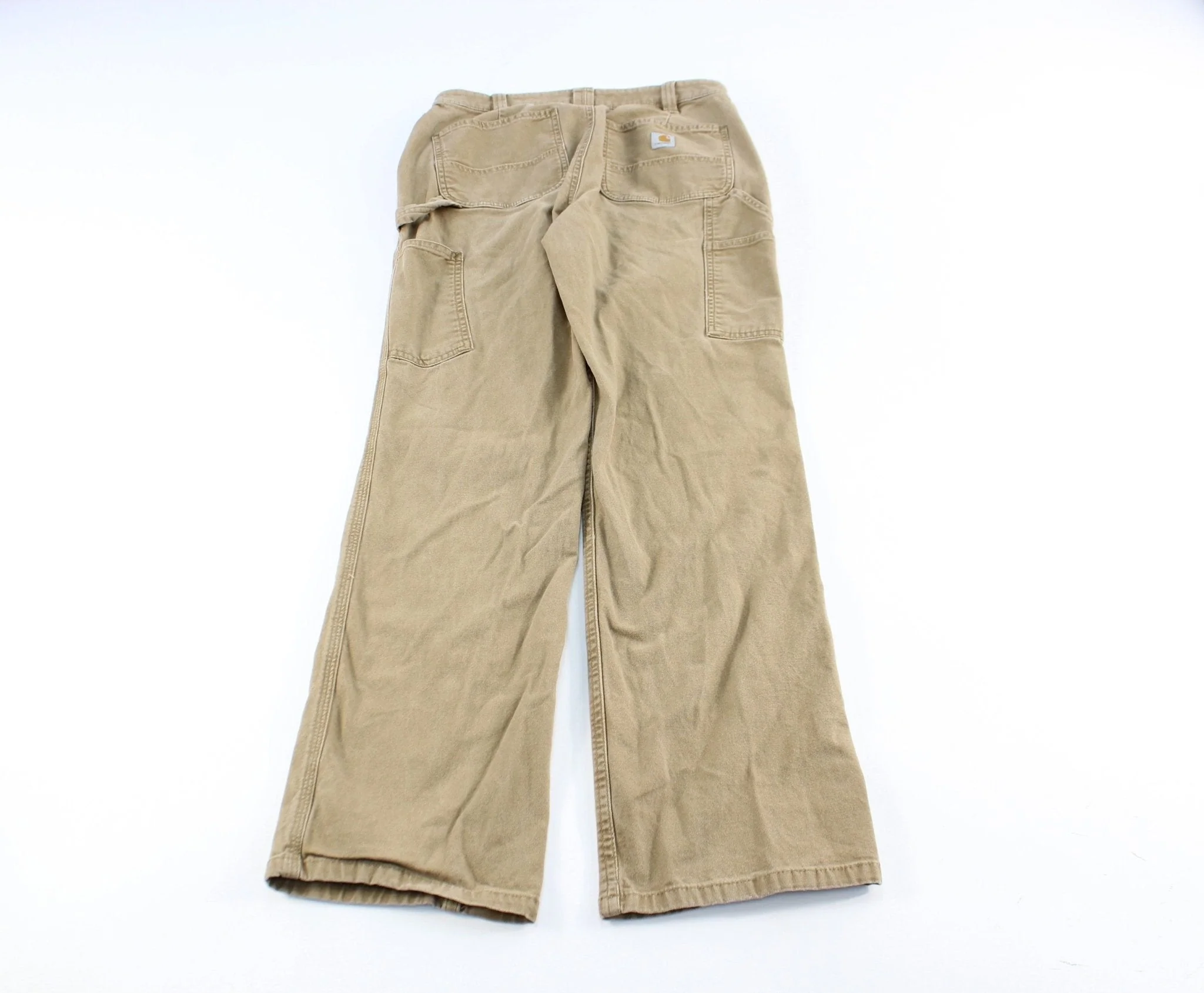 Women's Carhartt Logo Patch Tan Workwear Pants - Image 2