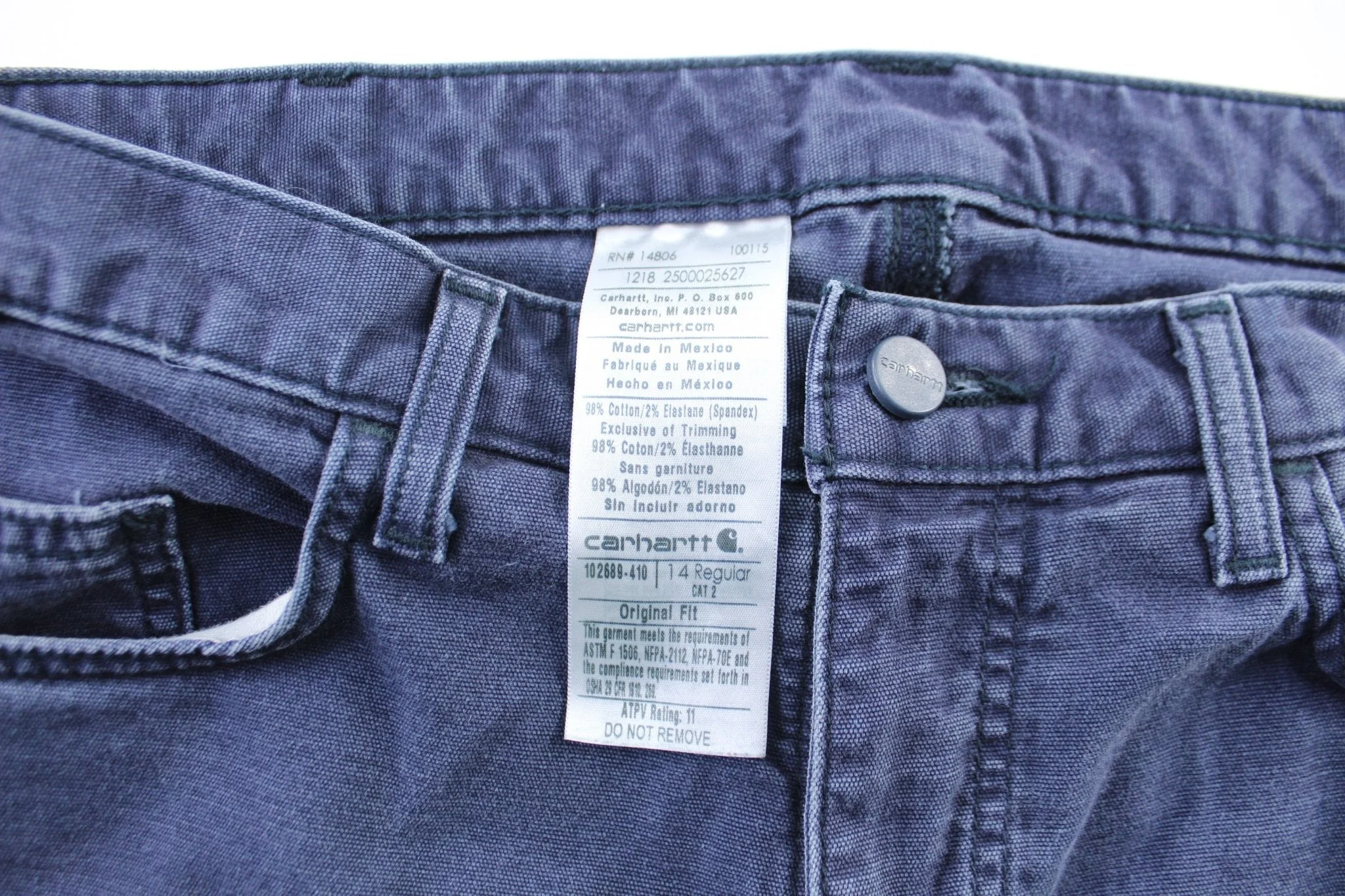 Women's Carthartt Logo Patch Navy Blue Flame Resistant Pants - Image 3