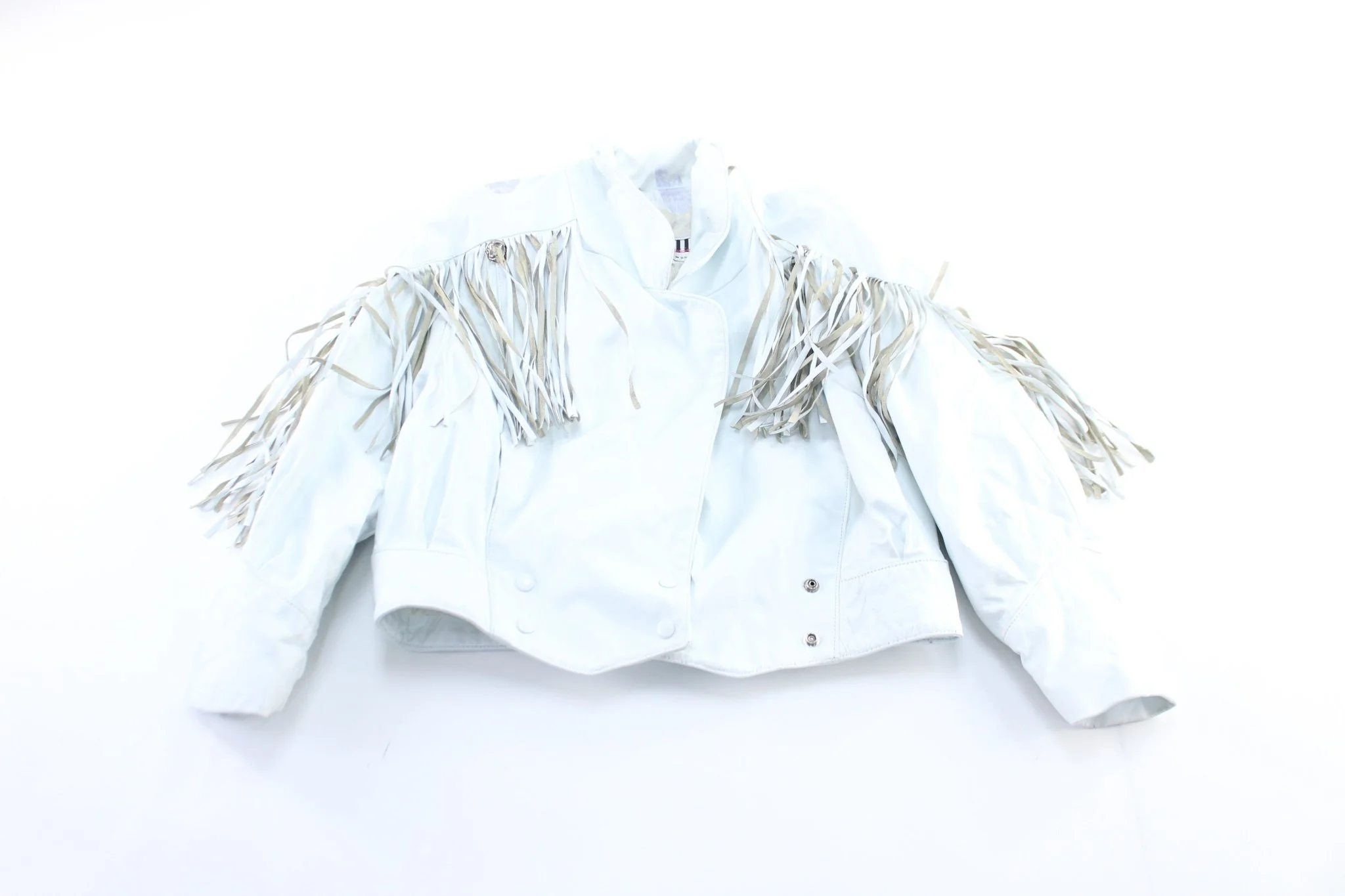 Women's G-III White Fringed Leather Coat