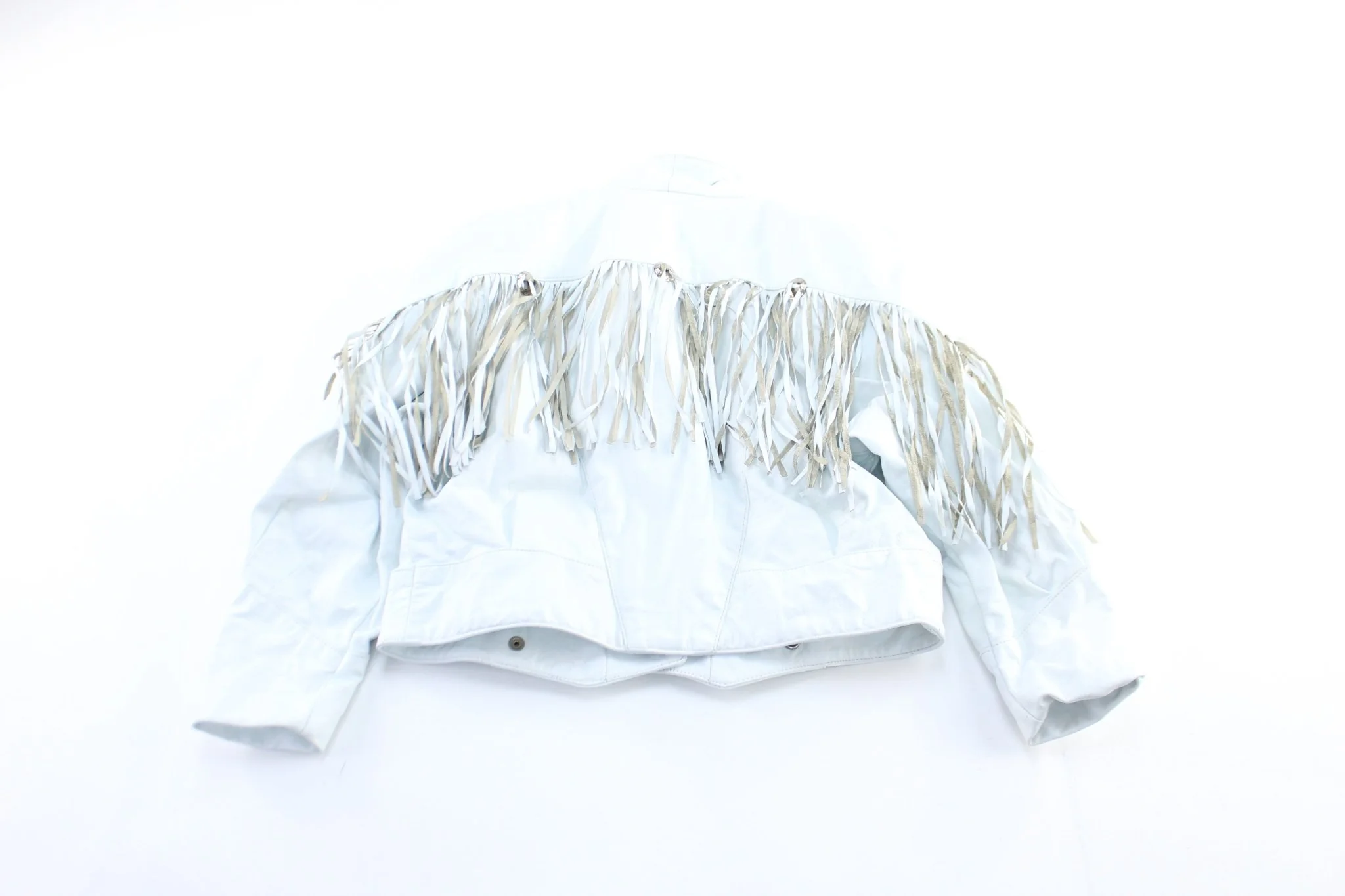 Women's G-III White Fringed Leather Coat - Image 2