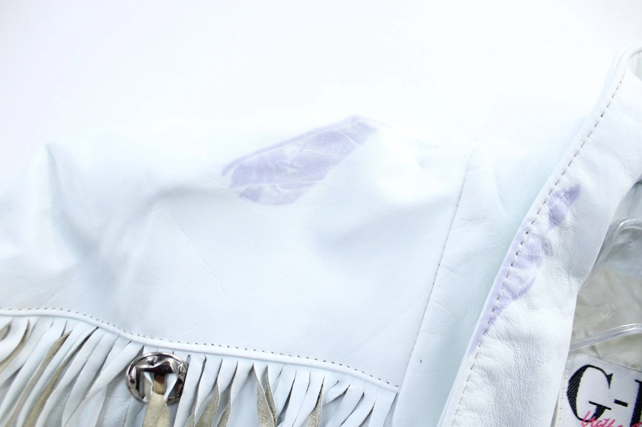 Women's G-III White Fringed Leather Coat - Image 3