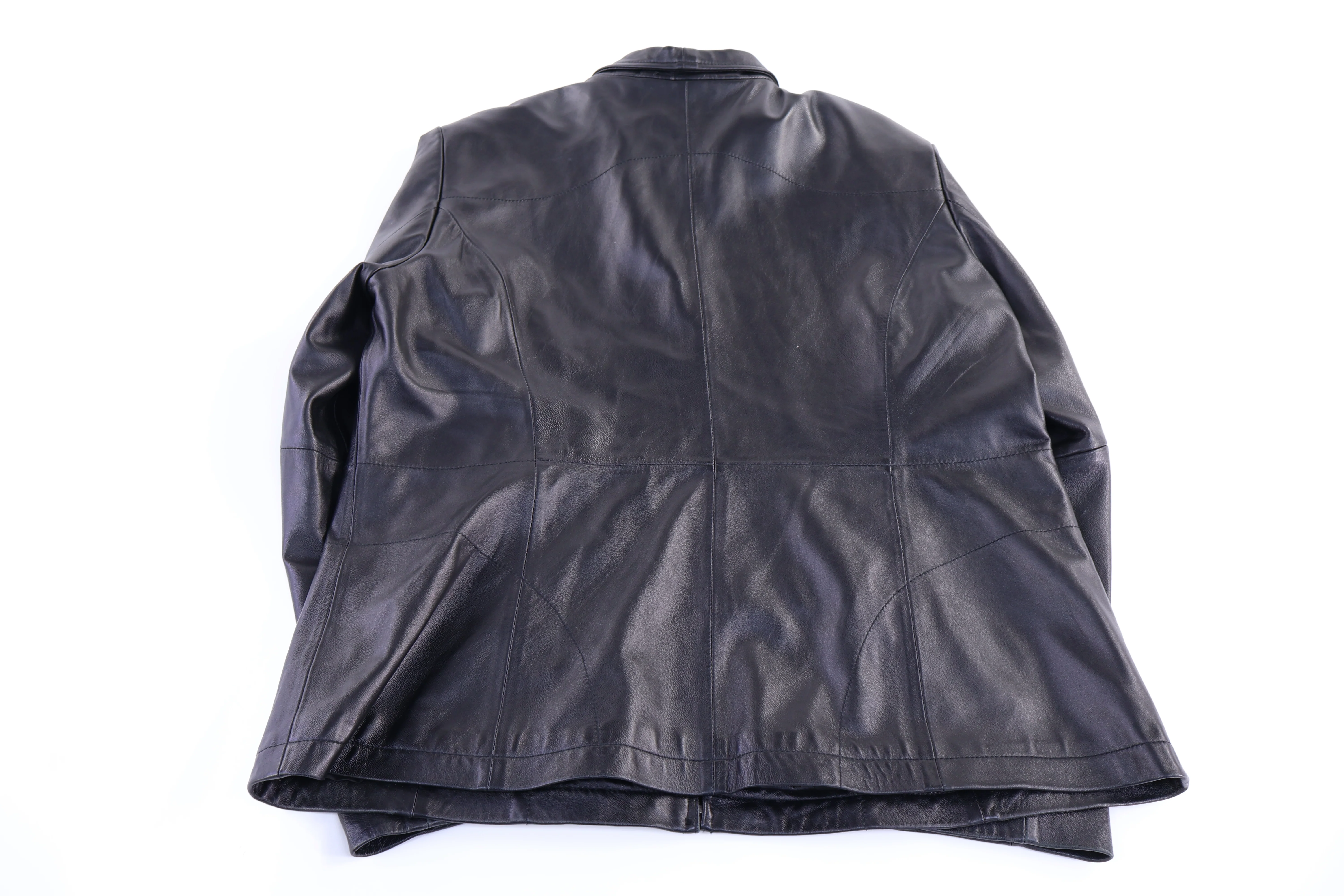 Women's George Black Full Zip Leather Jacket - Image 2