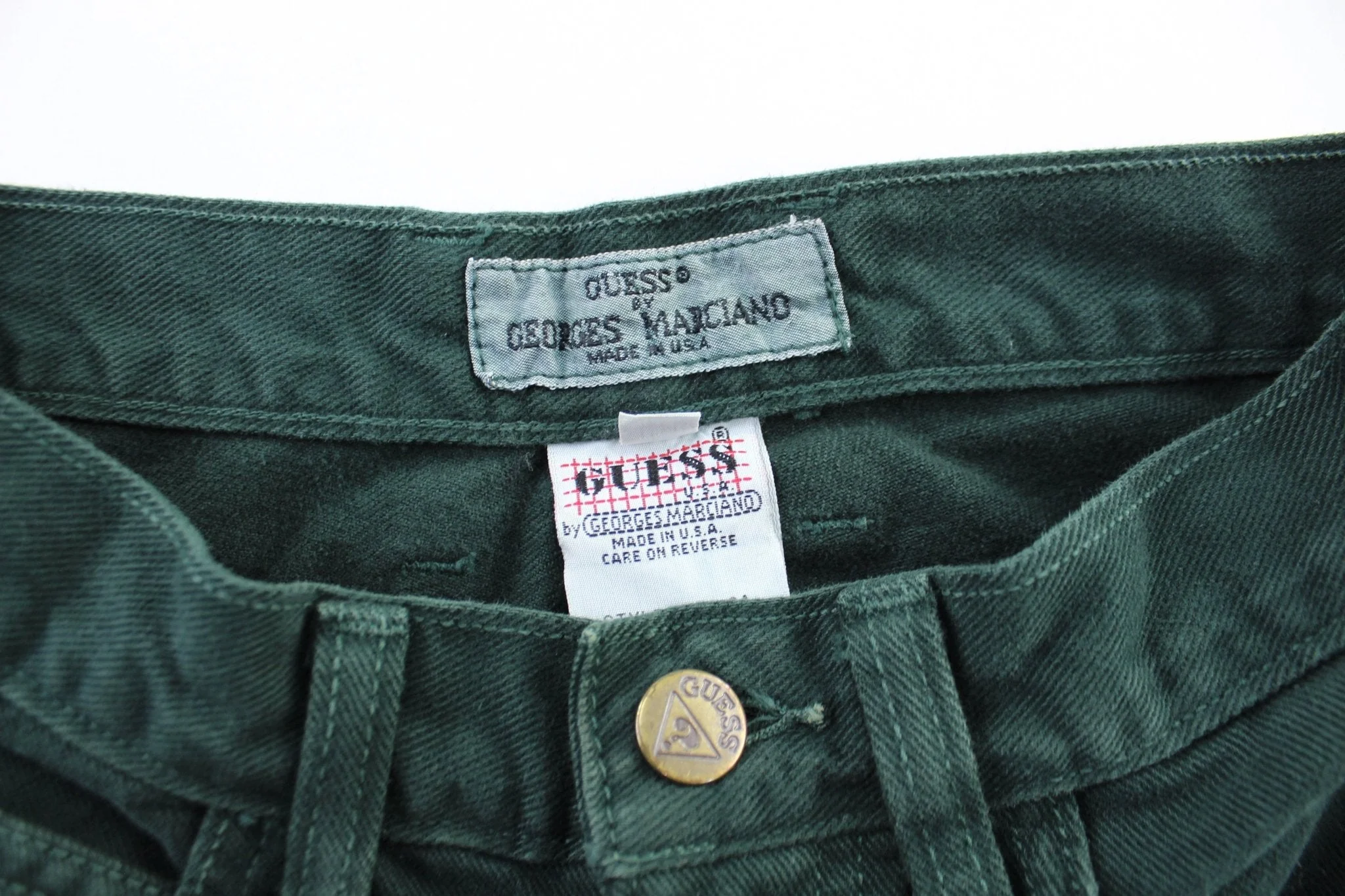 Women's Guess Logo Patch Green Denim Jeans - Image 3