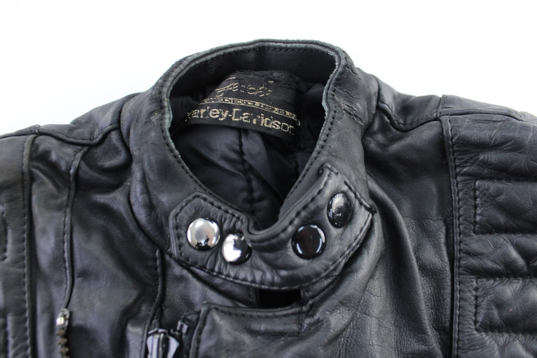 Women's Harley Davidson Motorcycles Black Leather Zip Up Jacket - Image 3