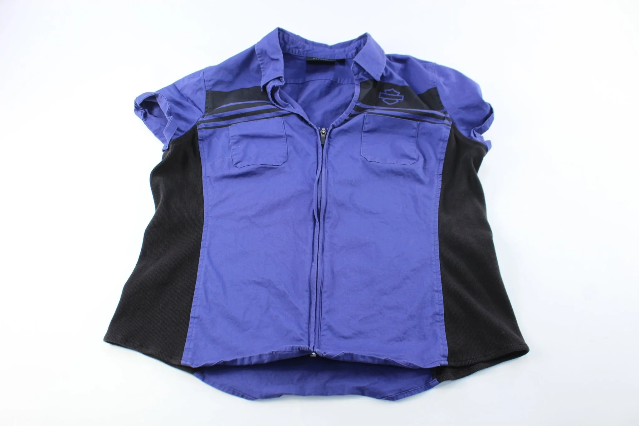 Women's Harley Davidson Motorcycles Black & Purple Zip Up T-Shirt