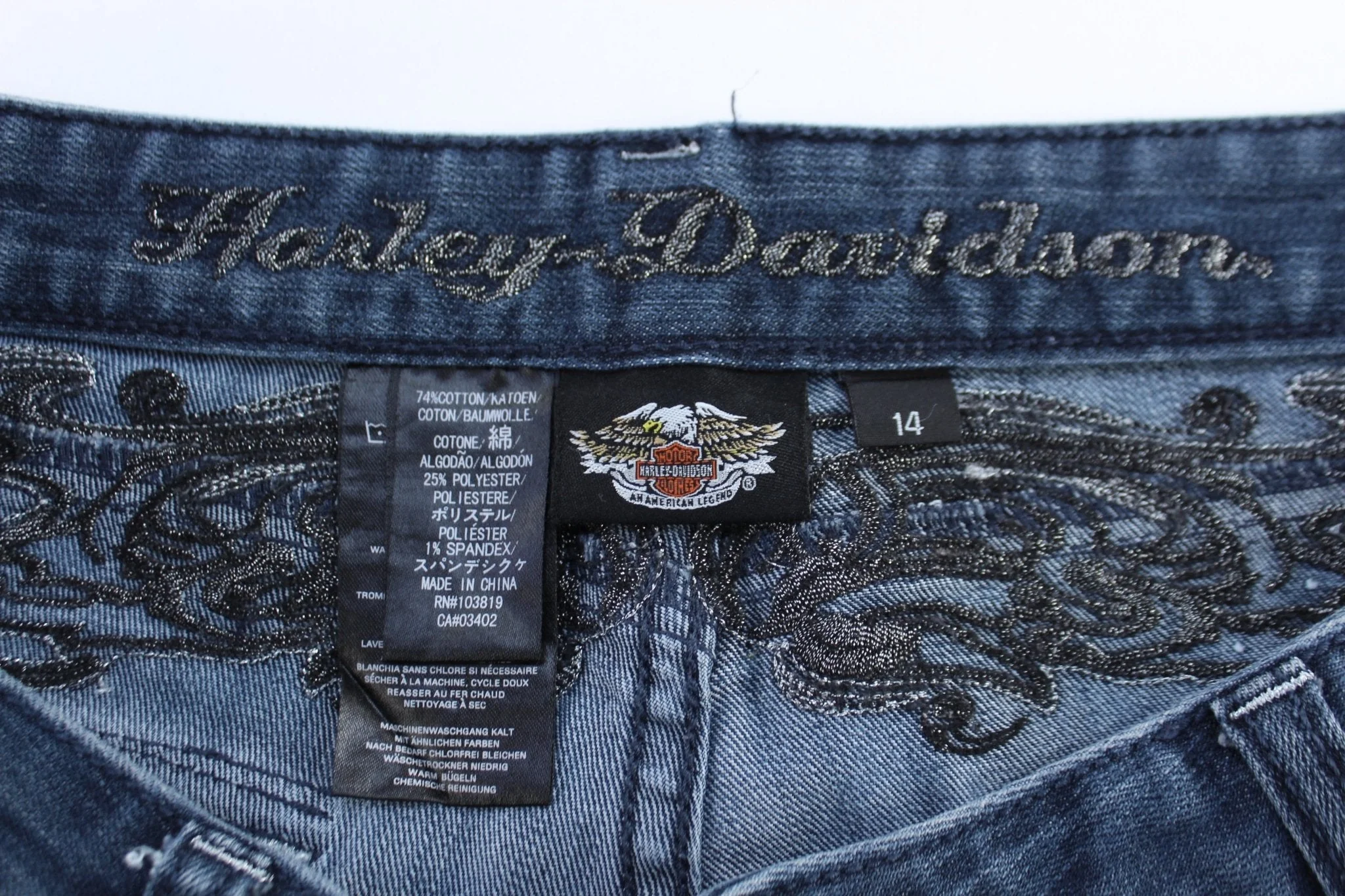 Women's Harley Davidson Motorcycles Dark Wash Denim Jeans - Image 3