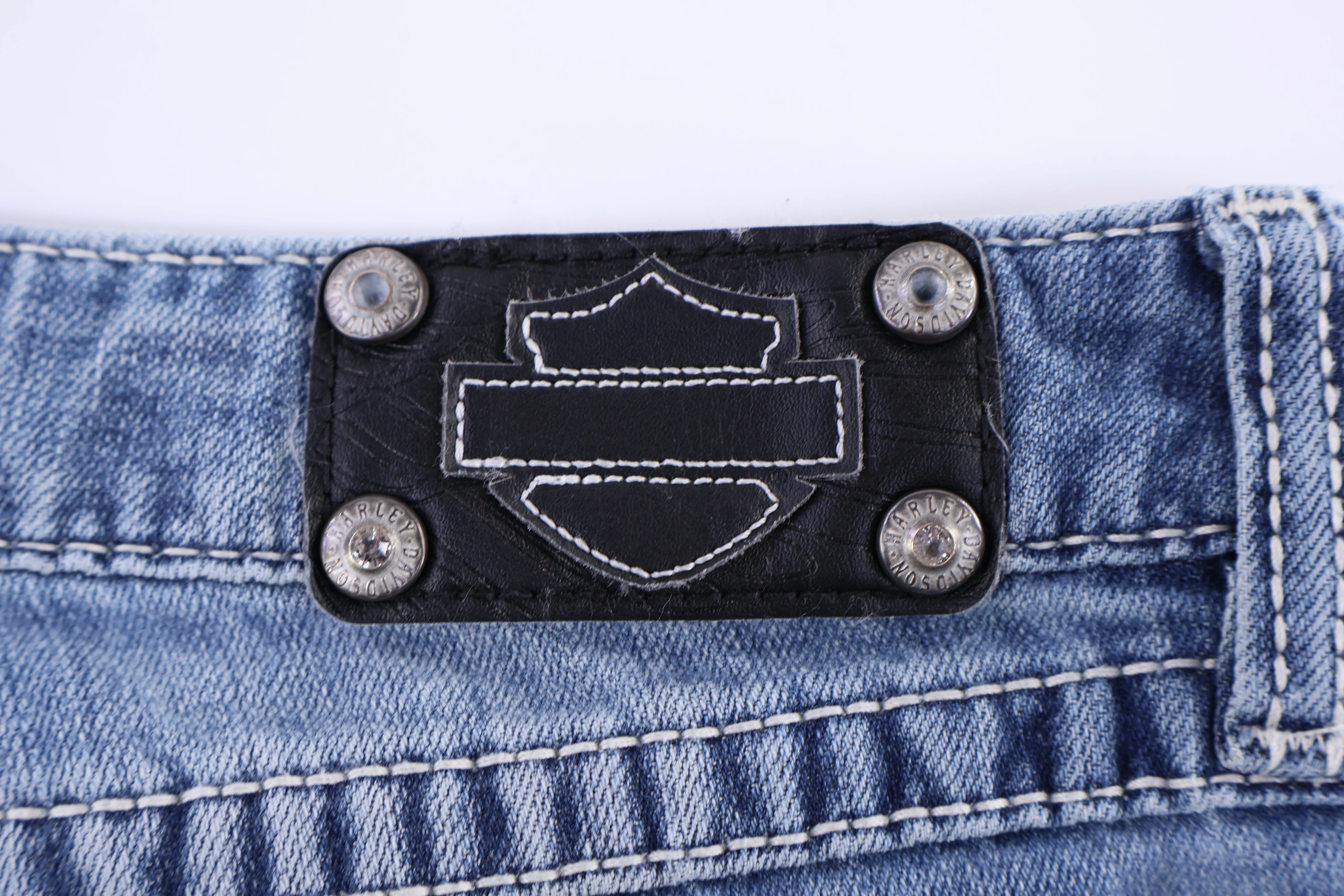 Women's Harley Davidson Motorcycles Embellished Denim Jeans - Image 3