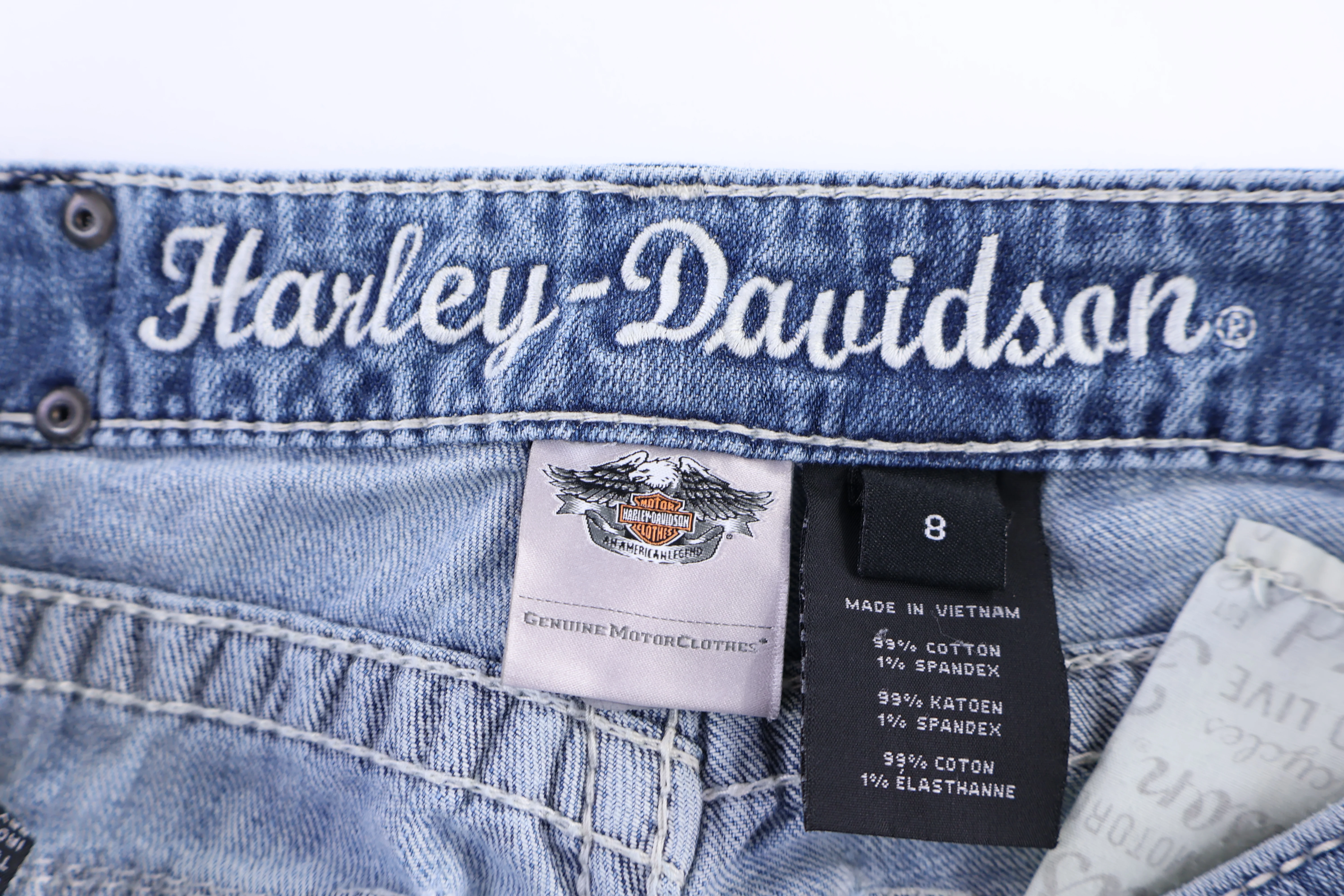 Women's Harley Davidson Motorcycles Embellished Denim Jeans - Image 4