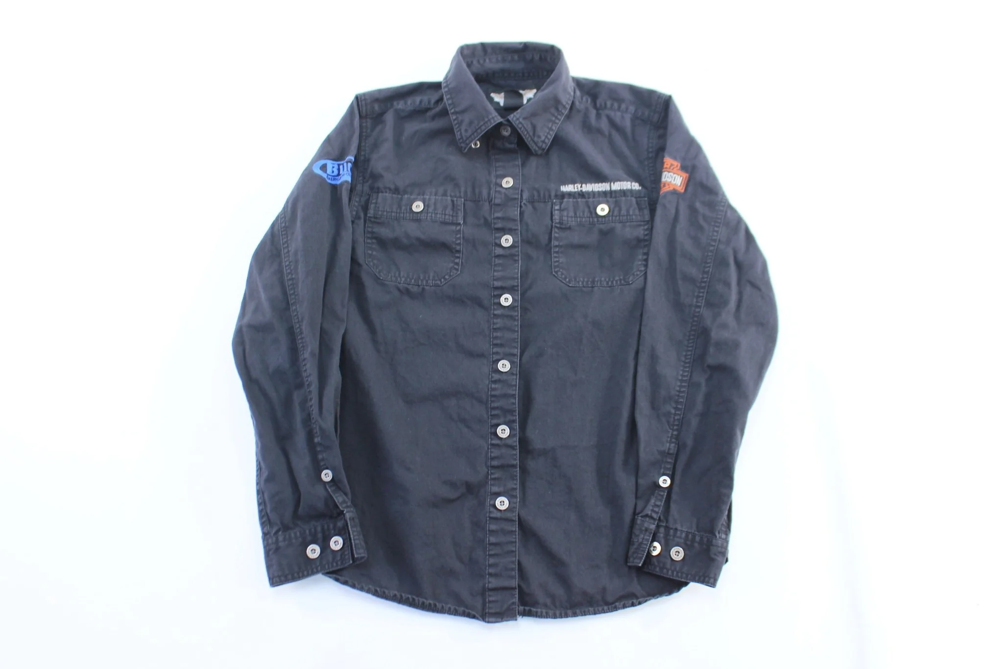 Women's Harley Davidson Motorcycles Embroidered Black LS Button Down Shirt