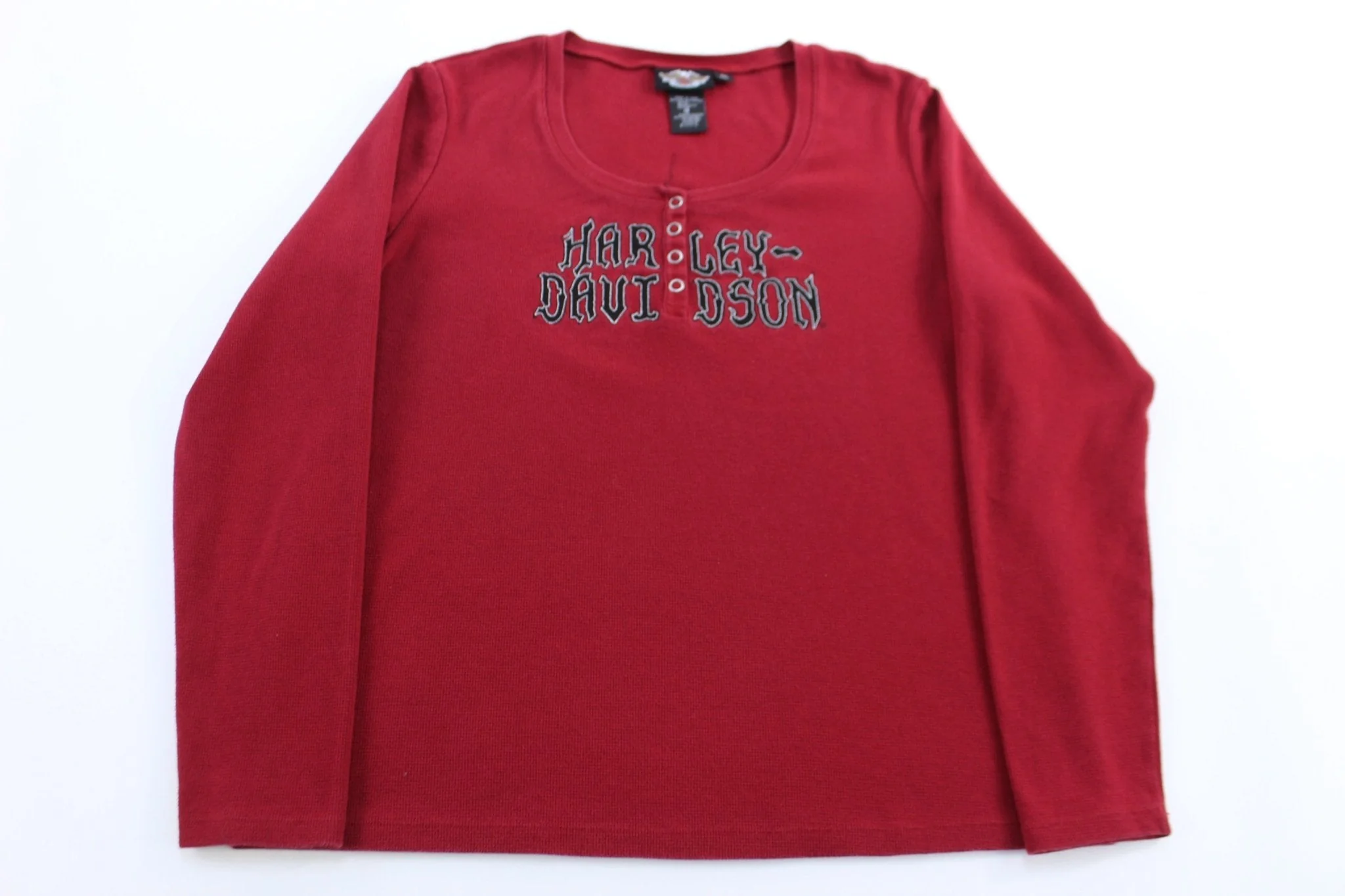 Women's Harley Davidson Motorcycles Embroidered LS T-shirt - Image 2