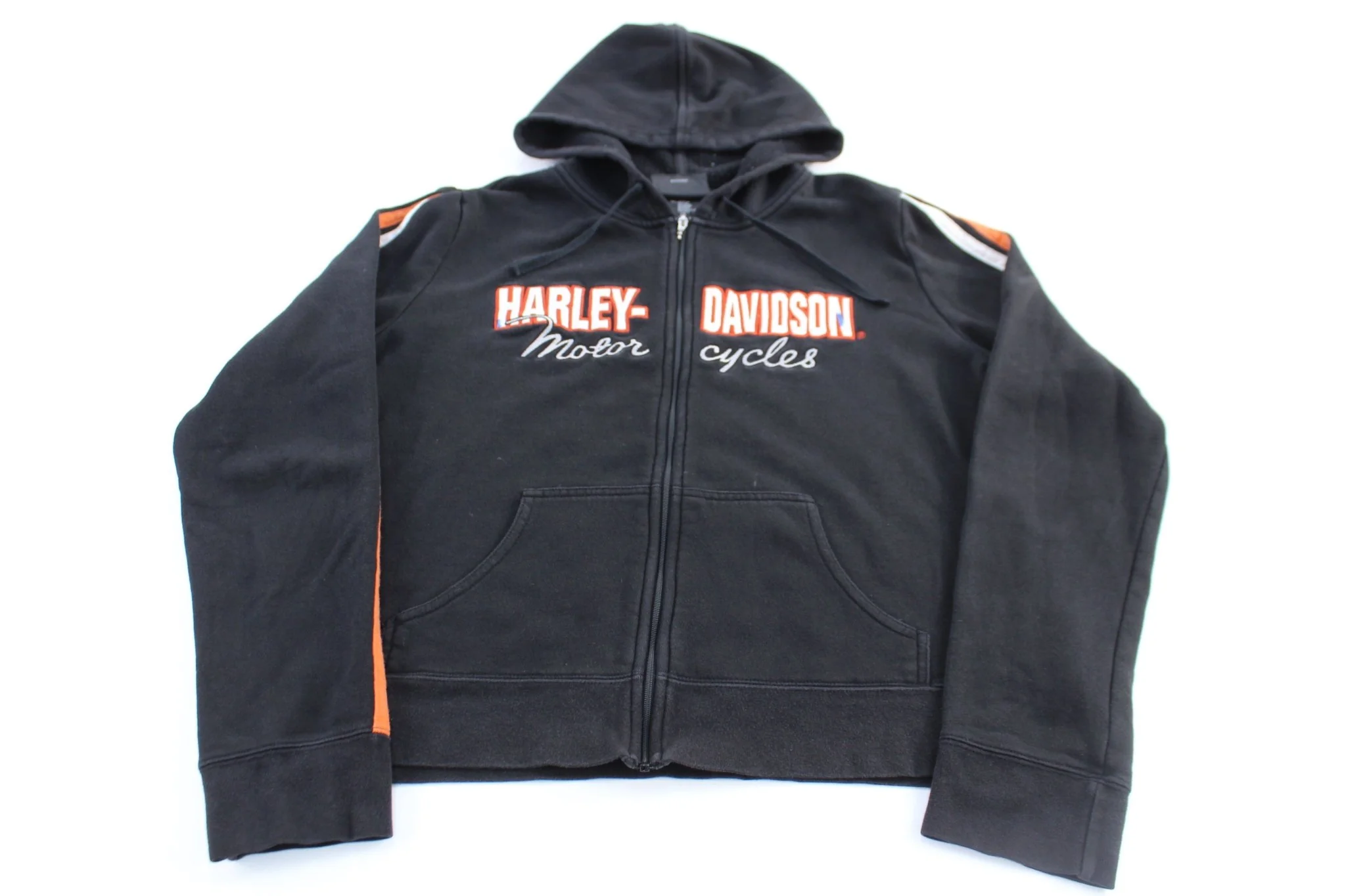 Women's Harley Davidson Motorcycles Embroidered Striped Zip Up Hoodie