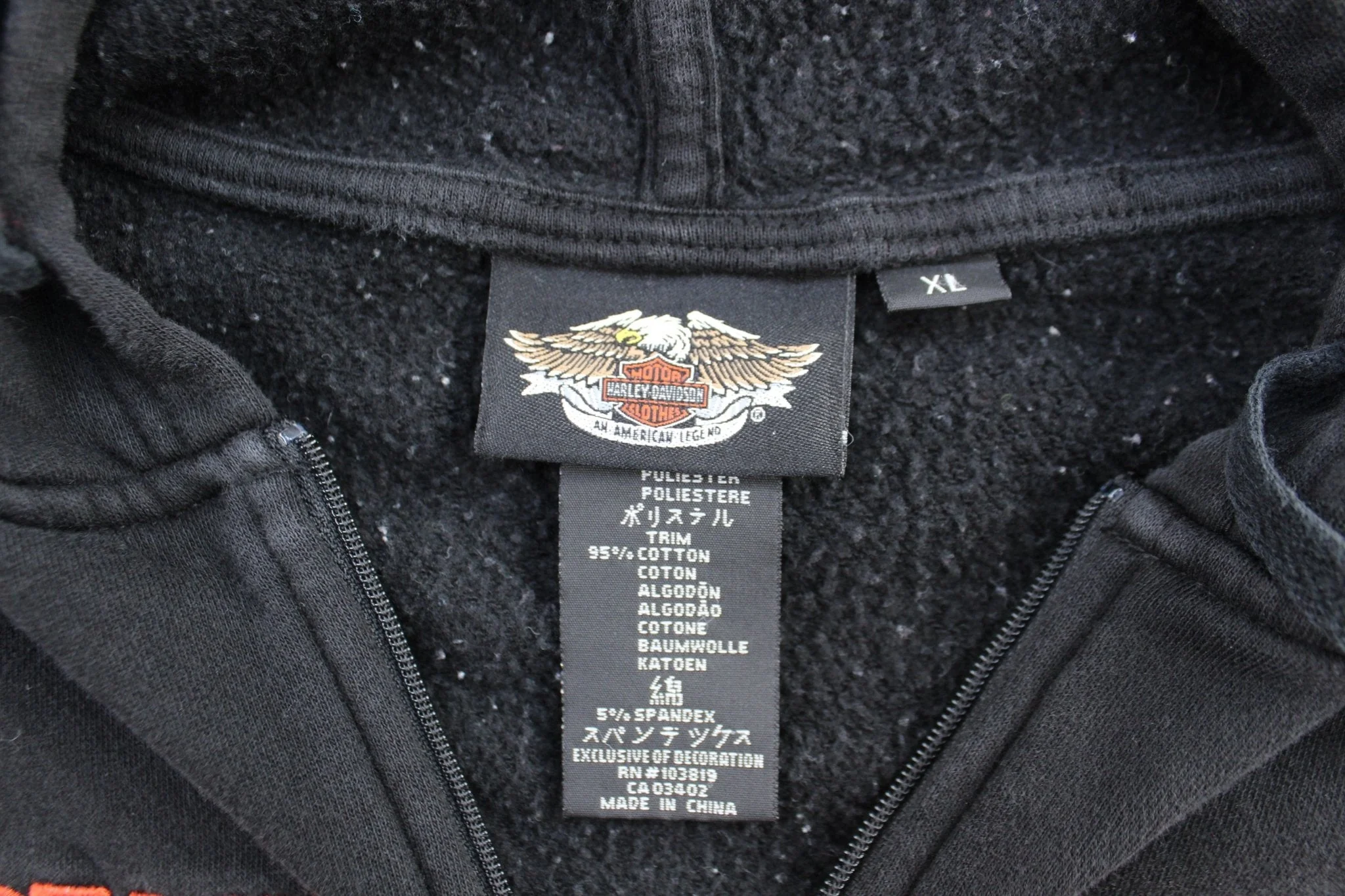Women's Harley Davidson Motorcycles Embroidered Striped Zip Up Hoodie - Image 3