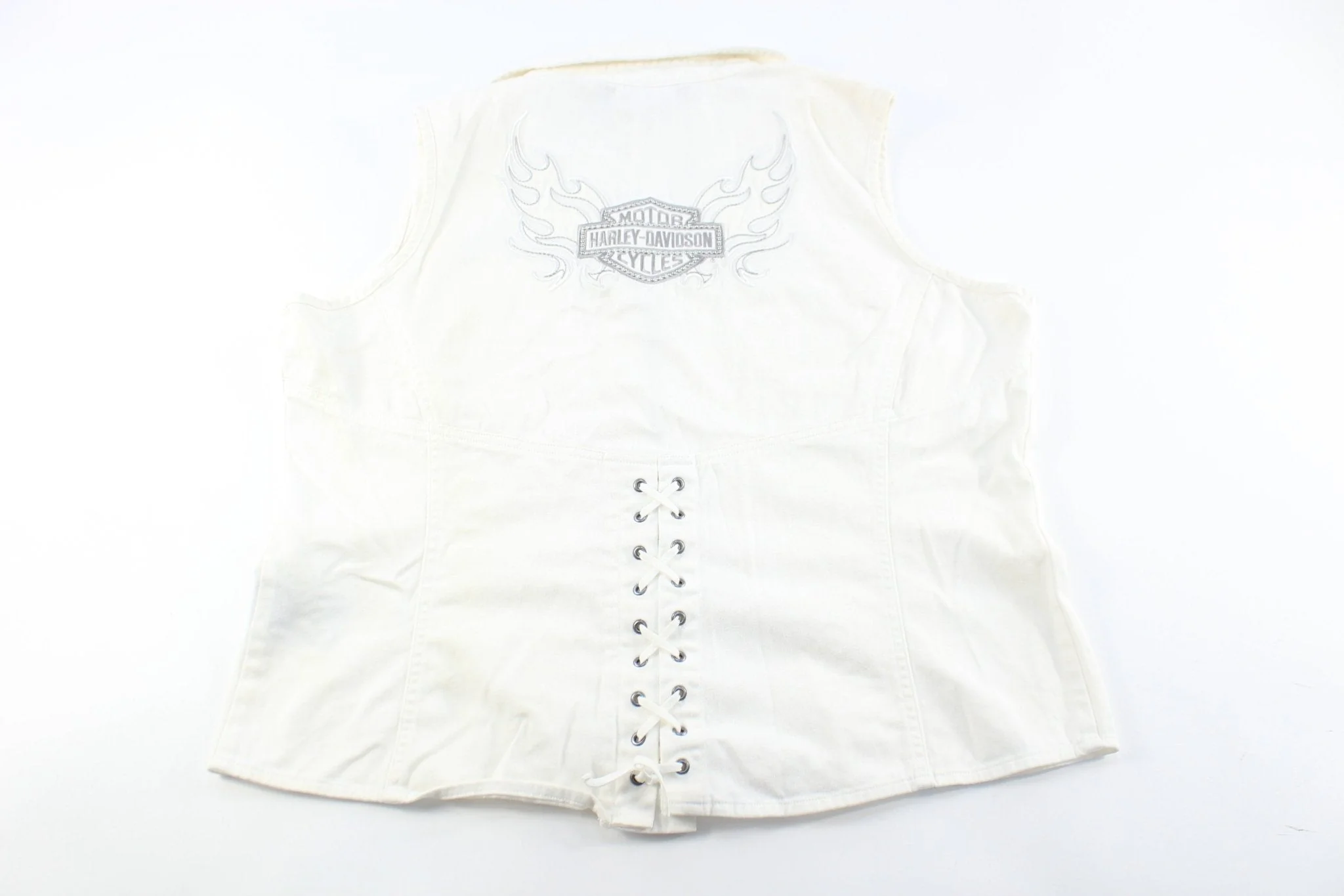 Women's Harley Davidson Motorcycles Embroidered Zip Up Tank Top - Image 2