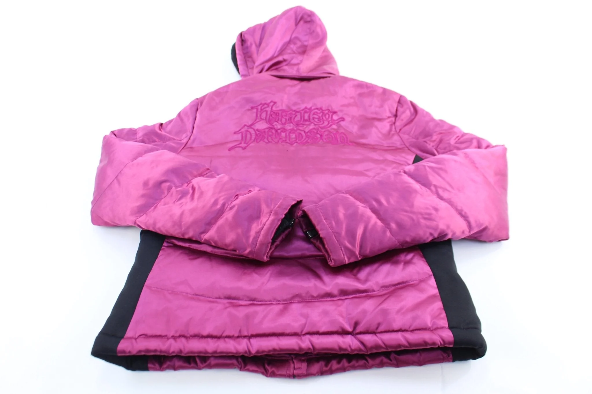 Women's Harley Davidson Motorcycles Pink & Black Hooded Jacket - Image 2