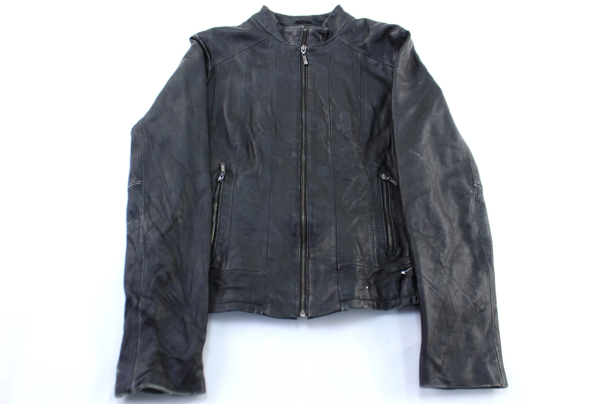 Women's Kenneth Cole Black Leather Zip Up Jacket