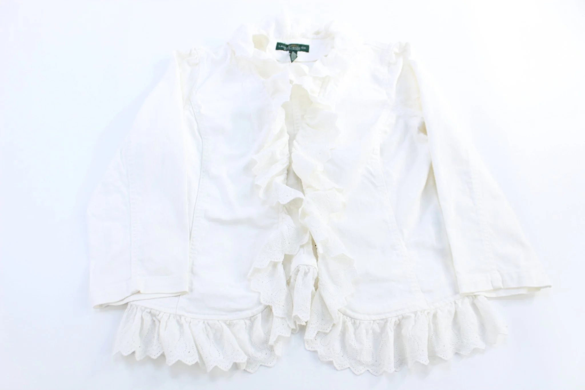 Women's Lauren Jeans Co White Ruffled Top