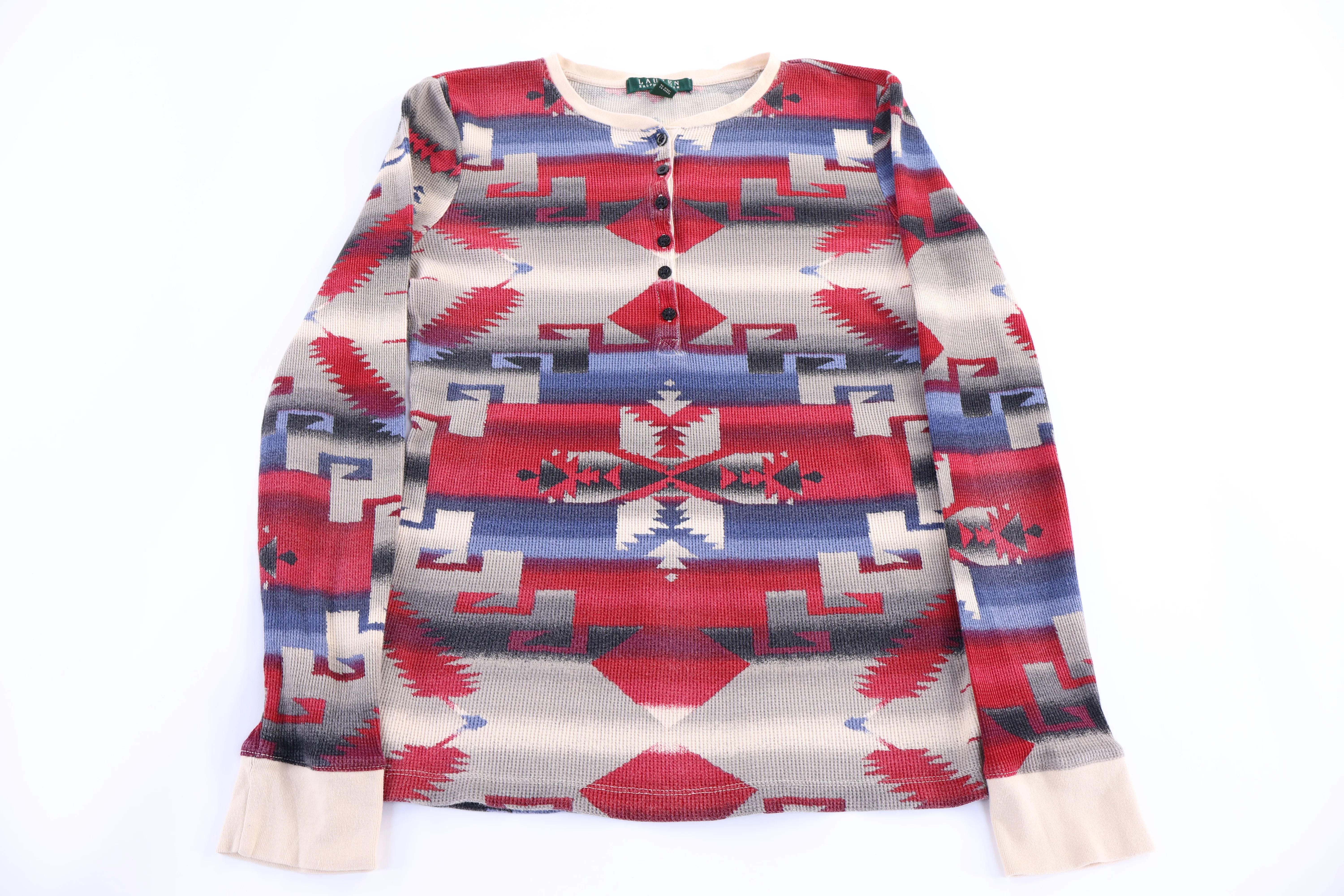 Women's Lauren Ralph Lauren Aztec Pattern LS Henley T-shirt - Image 2
