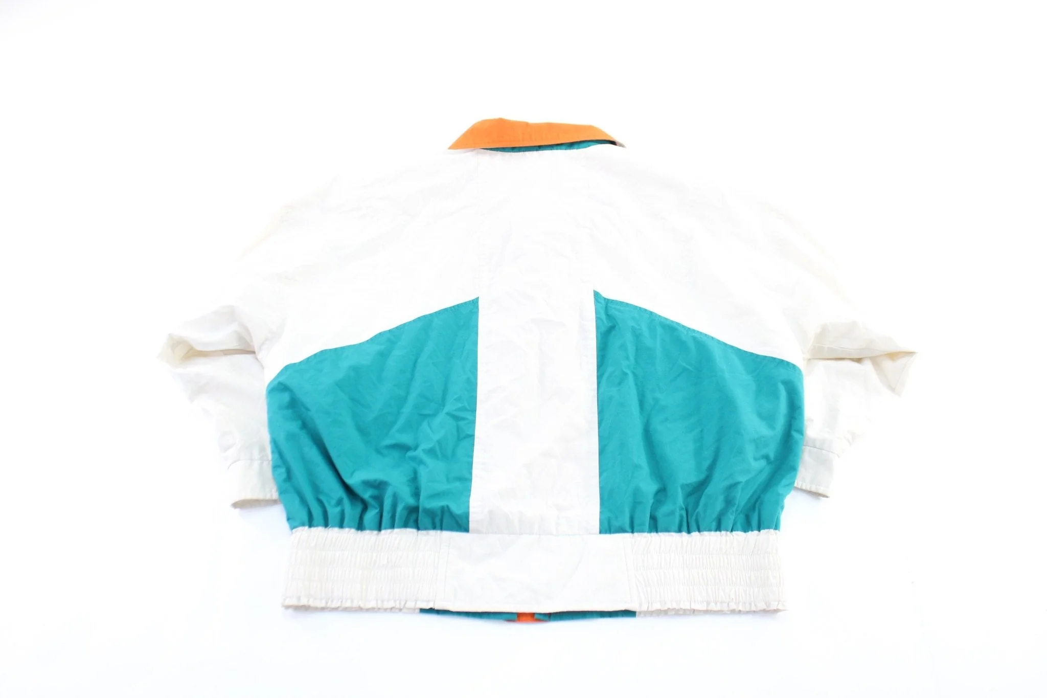 Women's London Fog White, Orange, & Turquoise Zip Up Jacket - Image 2