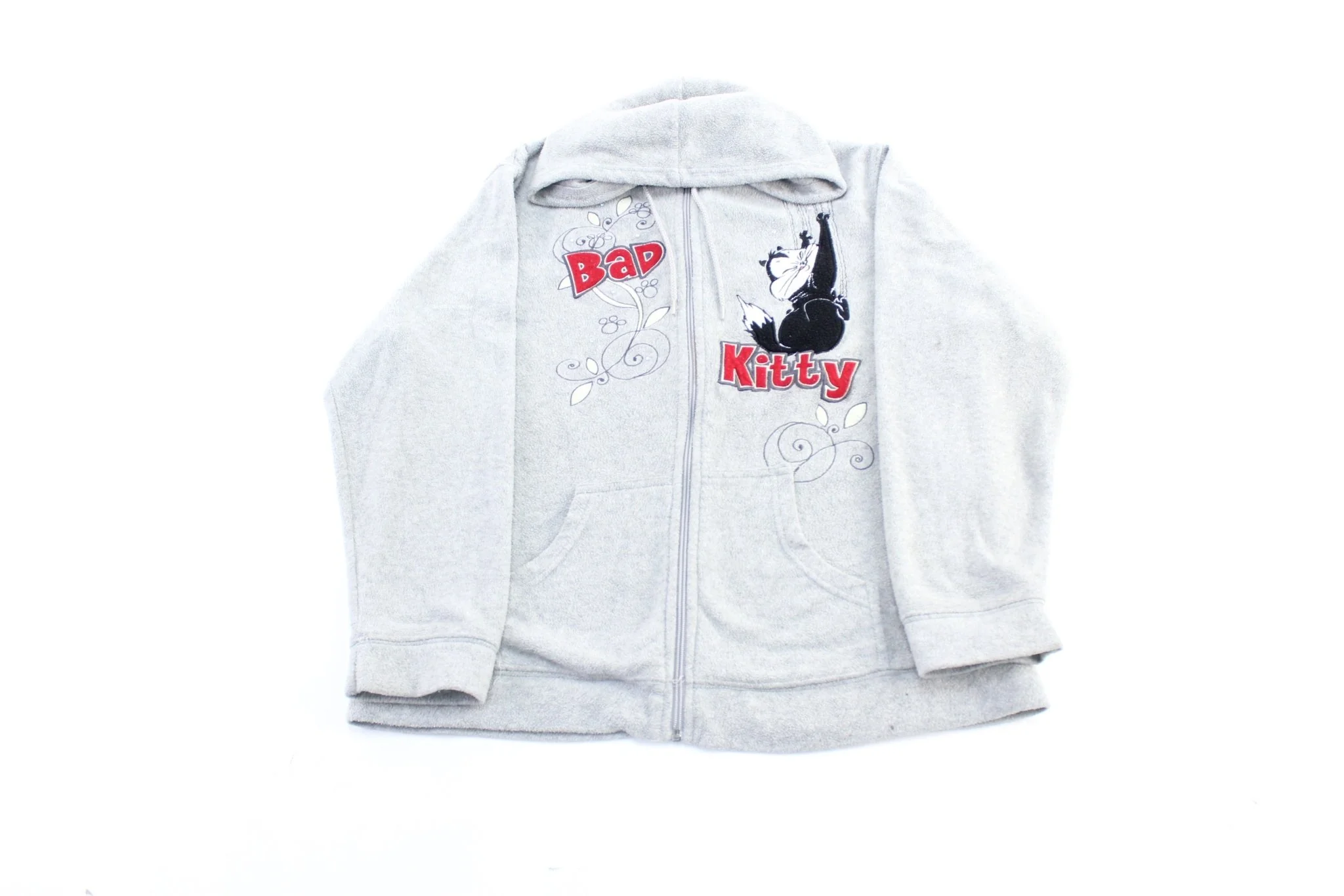 Women's Looney Tunes Embroidered Bad Kitty Fleece Zip Up Hoodie