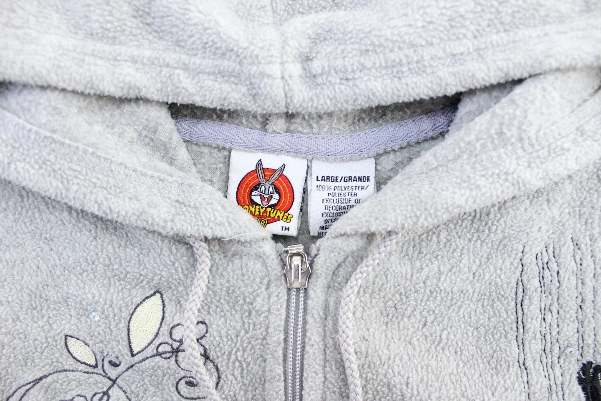 Women's Looney Tunes Embroidered Bad Kitty Fleece Zip Up Hoodie - Image 3
