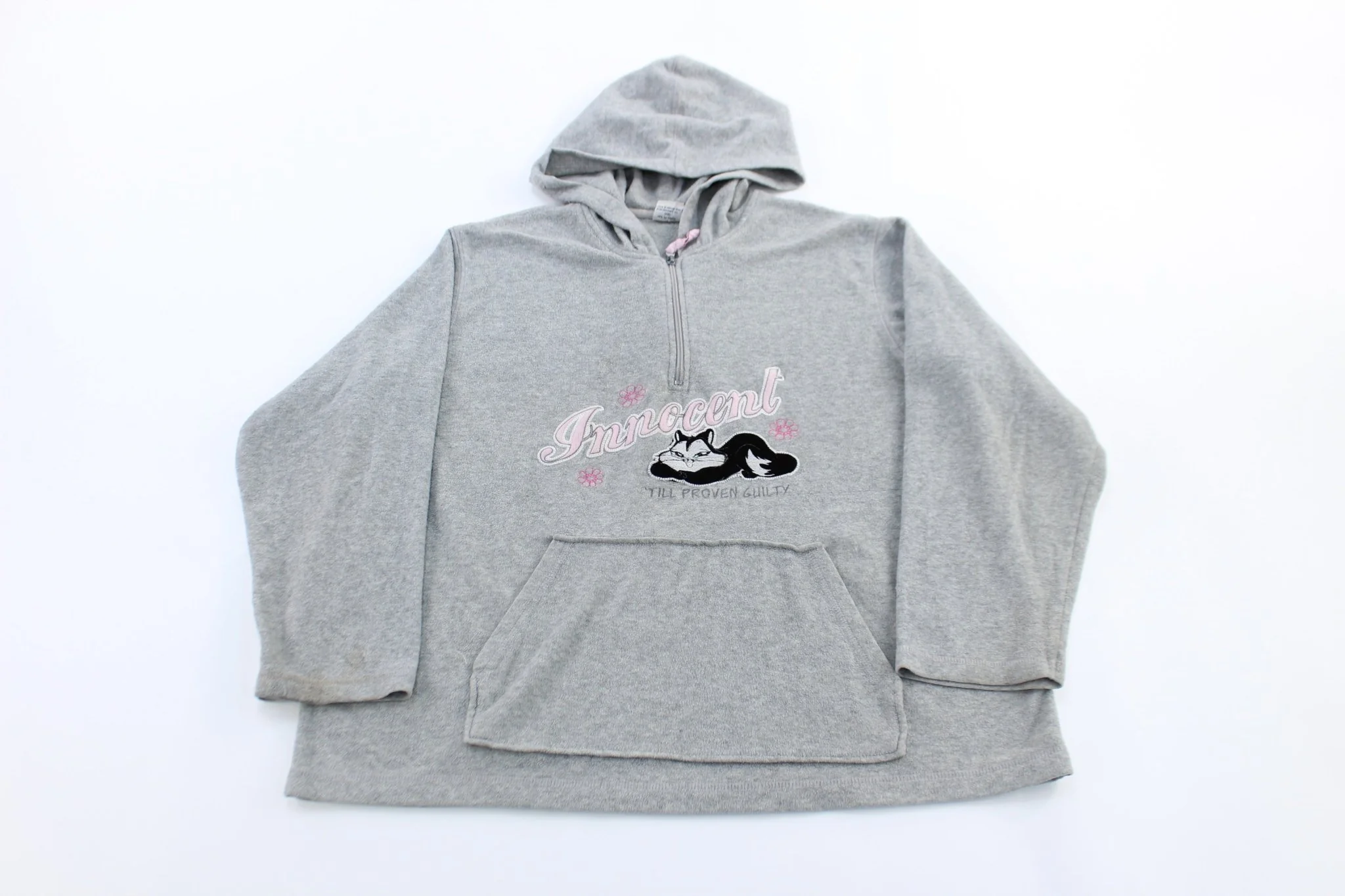 Women's Looney Tunes Embroidered Innocent Until Proven Guilty Cat Hoodie