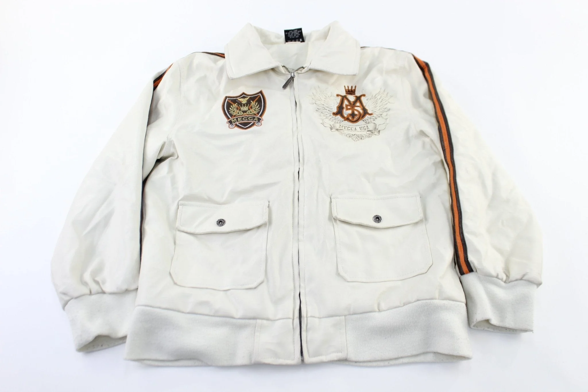 Women's Mecca USA White Leather Zip Up Jacket - Image 2